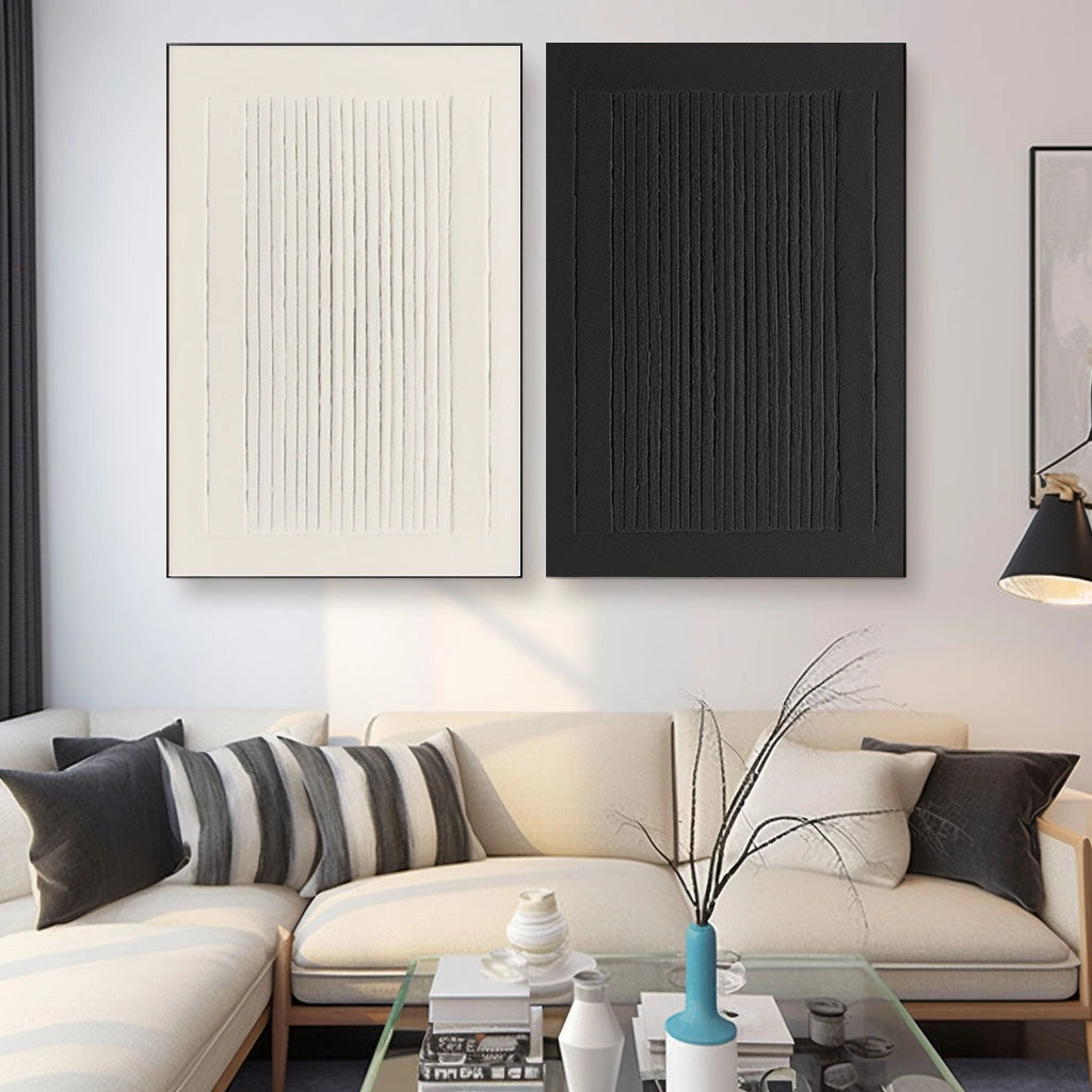 Minimalist Textured Painting Canvas Set of 2 - Modern Abstract Wall Art for Living Room & Bedroom Decor - Perfect for Home & Office Interior Design #MM100