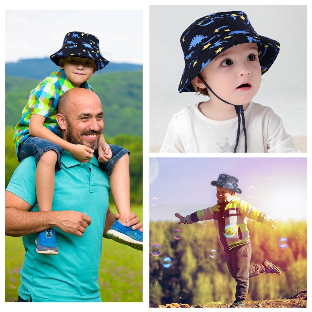 Baby Sun Hat with UV Protection - Adjustable Chin Strap Bucket Hat for Toddler & Kids - Perfect for Beach, Swimming, Outdoor Play & Summer Activities