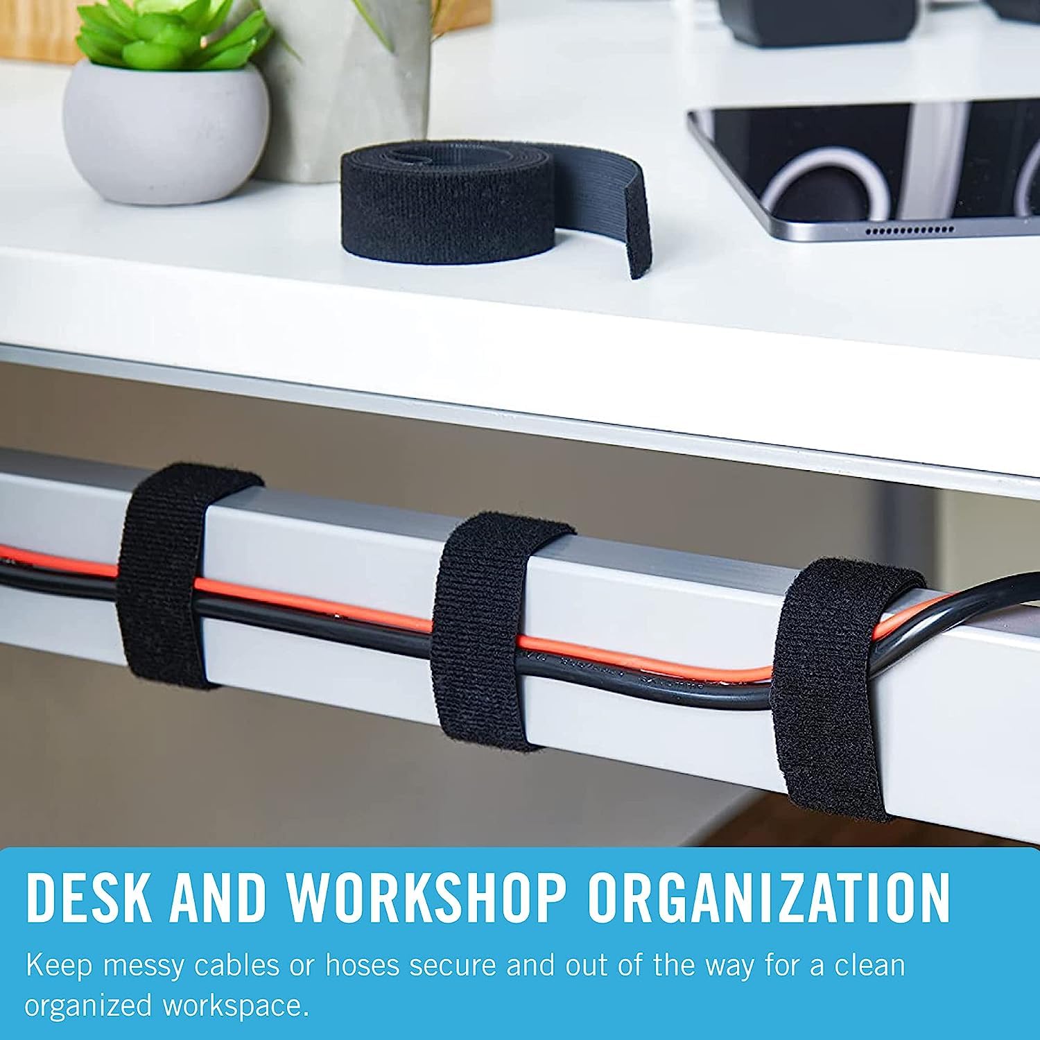 VELCRO Brand VEL-30767-AMS 3/4 Inch x 30 Ft Reusable Self-Gripping Tape Roll | Cut-to-Length Hook and Loop Straps for Organizing Cables, Wrapping Garden Hoses, Securing Camping Gear & DIY Crafts | Black