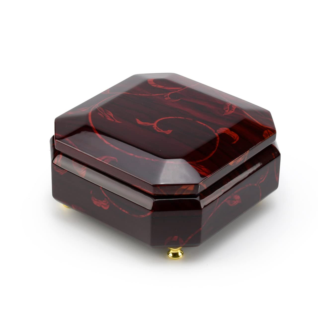 30-Note Beveled Octagonal Musical Jewelry Box with Floral Motifs - Plays Multiple Melodies - Perfect for Gift Giving, Jewelry Storage & Home Decor
