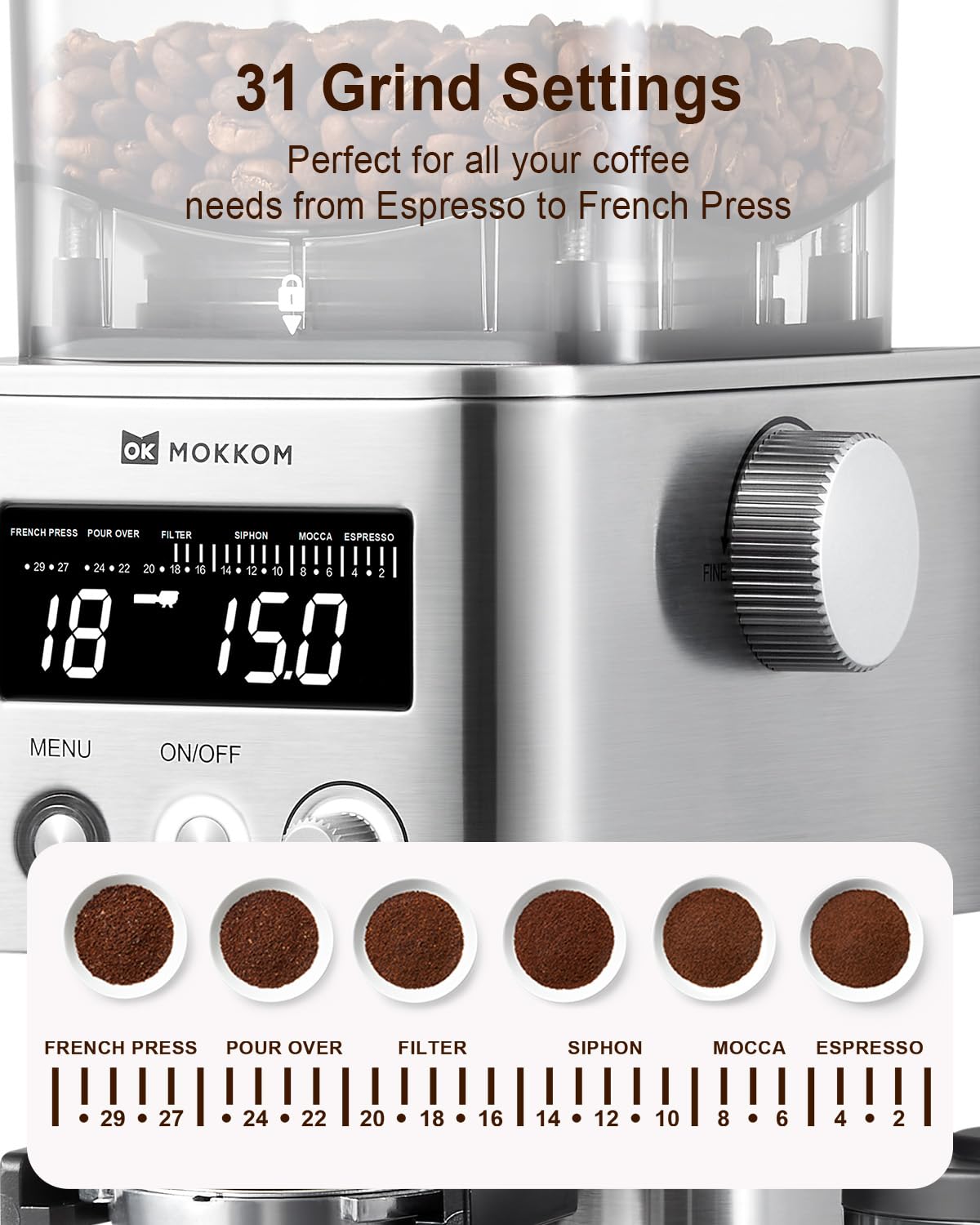 Premium Anti-Static Conical Burr Coffee Grinder & Automatic Nut Milk Maker - Electric, Quiet, Adjustable Coarseness - Perfect for Espresso, Cold Brew & Homemade Almond Milk (Green)