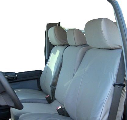 Durafit Custom Seat Covers for 2011-2014 Ford F150-F550 Pickup Trucks - 40/20/40 Split Front Seat Design with Console Opening, Dark Gray Automotive Twill Fabric - Perfect for Work Trucks, Off-Road Adventures & Daily Commuting