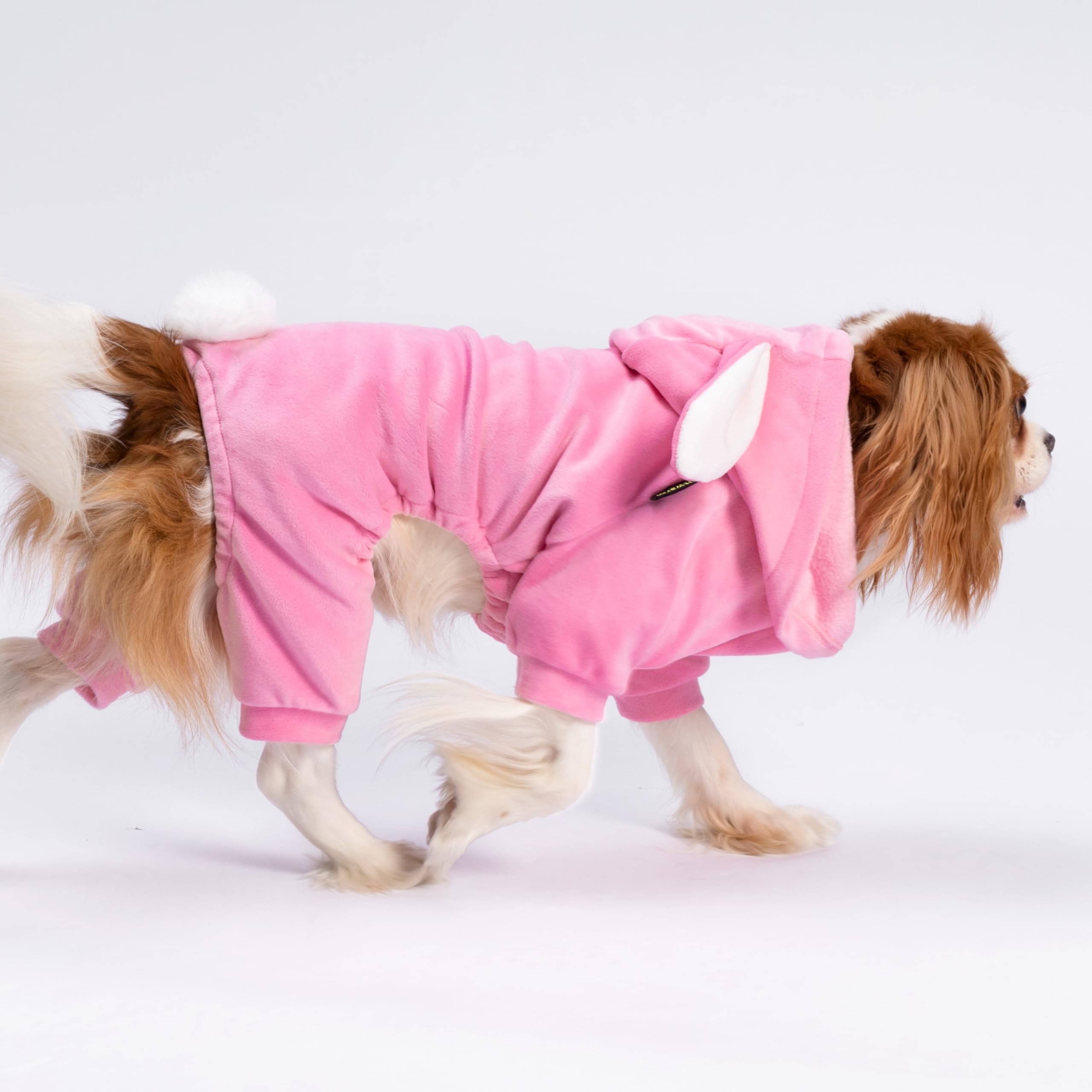 Fitwarm Halloween Bunny Dog Costume - Funny Hooded Pajamas for Small Dogs | Pink & White Pet Apparel (XS) | Perfect for Halloween Parties & Photo Shoots
