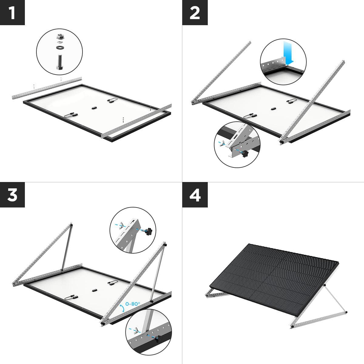 EcoFlow 50-Inch Solar Panel Tilt Mount Bracket - Adjustable Angle for RV, Boat & Off-Grid Power - Weatherproof Aluminum Alloy Bracket for Outdoor Solar Panel Installation