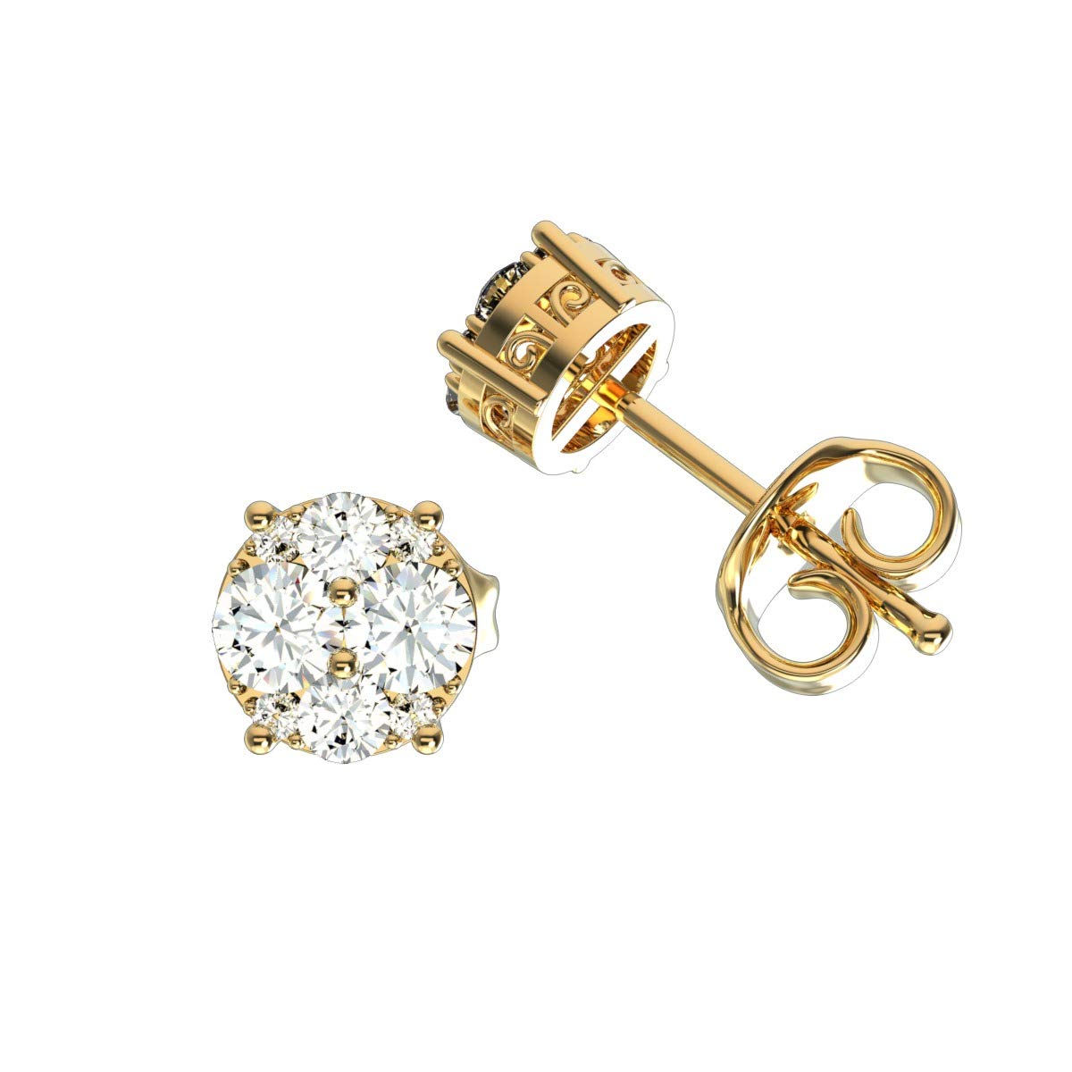 0.50 Carat Diamond Stud Earrings - 1/2 ct Certified GIA Diamonds in 14K White Gold Over Sterling Silver - Minimalist Jewelry for Women - Perfect Gift for Anniversary, Birthday & Valentine's Day - Everyday Wear & Special Occasions