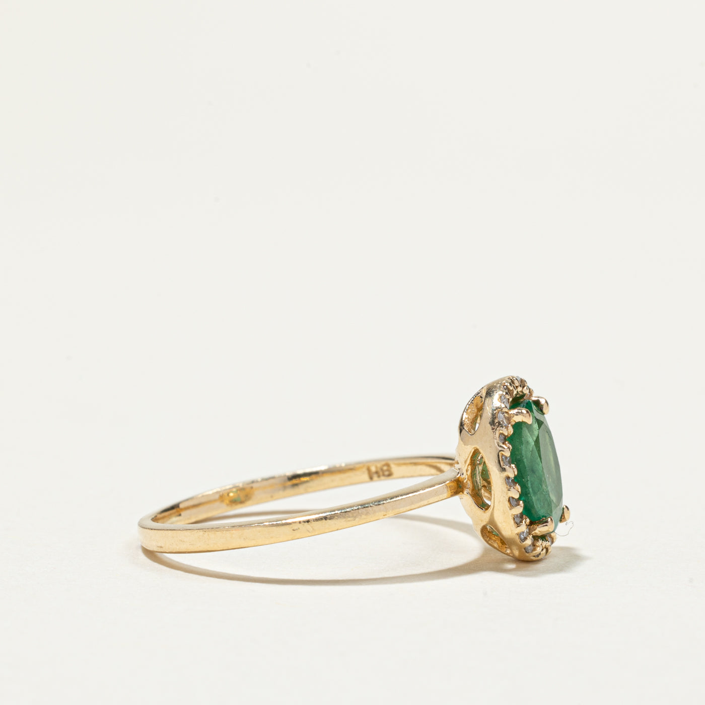 1.16ct Oval Cut Emerald & Diamond Halo Engagement Ring | 0.10ctw Diamond Accents | Size 7.5 | Wedding, Proposal, Anniversary Gift for Her