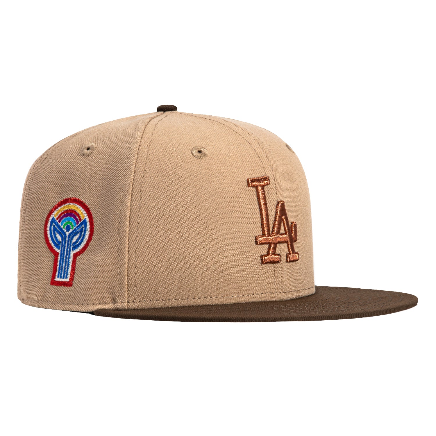New Era 59Fifty Los Angeles Dodgers Bicentennial Patch Hat - Khaki & Brown Baseball Cap for Men & Women - Perfect for Baseball Games, Streetwear Fashion & Sports Fans