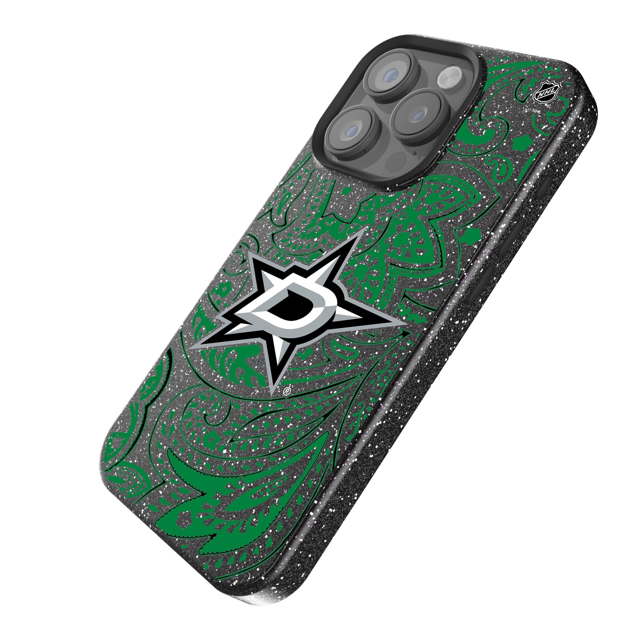 Dallas Stars Paisley Glitter Phone Case for iPhone & Samsung - Stylish Protective Cover for Hockey Fans | Perfect for Games, Parties & Everyday Use
