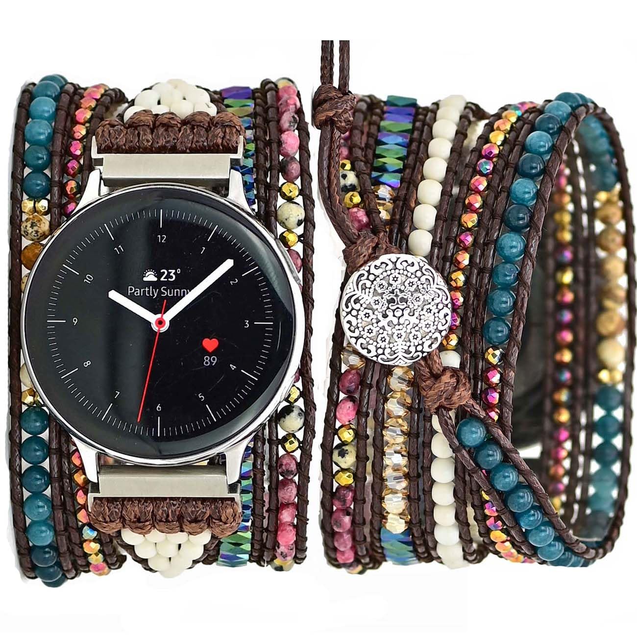 Samsung Galaxy Watch 6/5/4 Band - 20mm Boho Beaded Strap for Women & Men | Yoga & Meditation Accessory