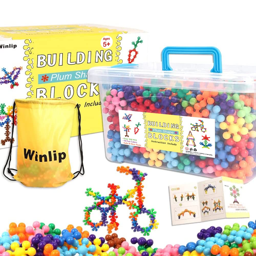 330 PCS STEM Building Blocks Set - Educational Interlocking Plastic Discs for Preschool Kids, Toddlers, Boys & Girls - Creative Learning & Construction Toys for Classroom, Home Play & Birthday Gifts by Winlip