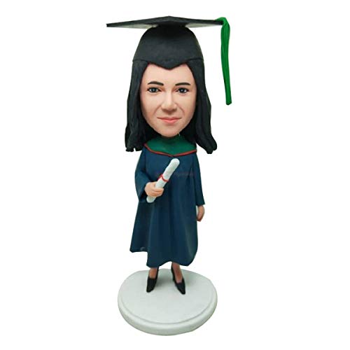 Custom Graduation Bobble Head Clay Figurine - Personalized Graduation Gift for Her, Graduation Cake Topper & Birthday Gift - Perfect for College, High School Graduation Parties & Decorations