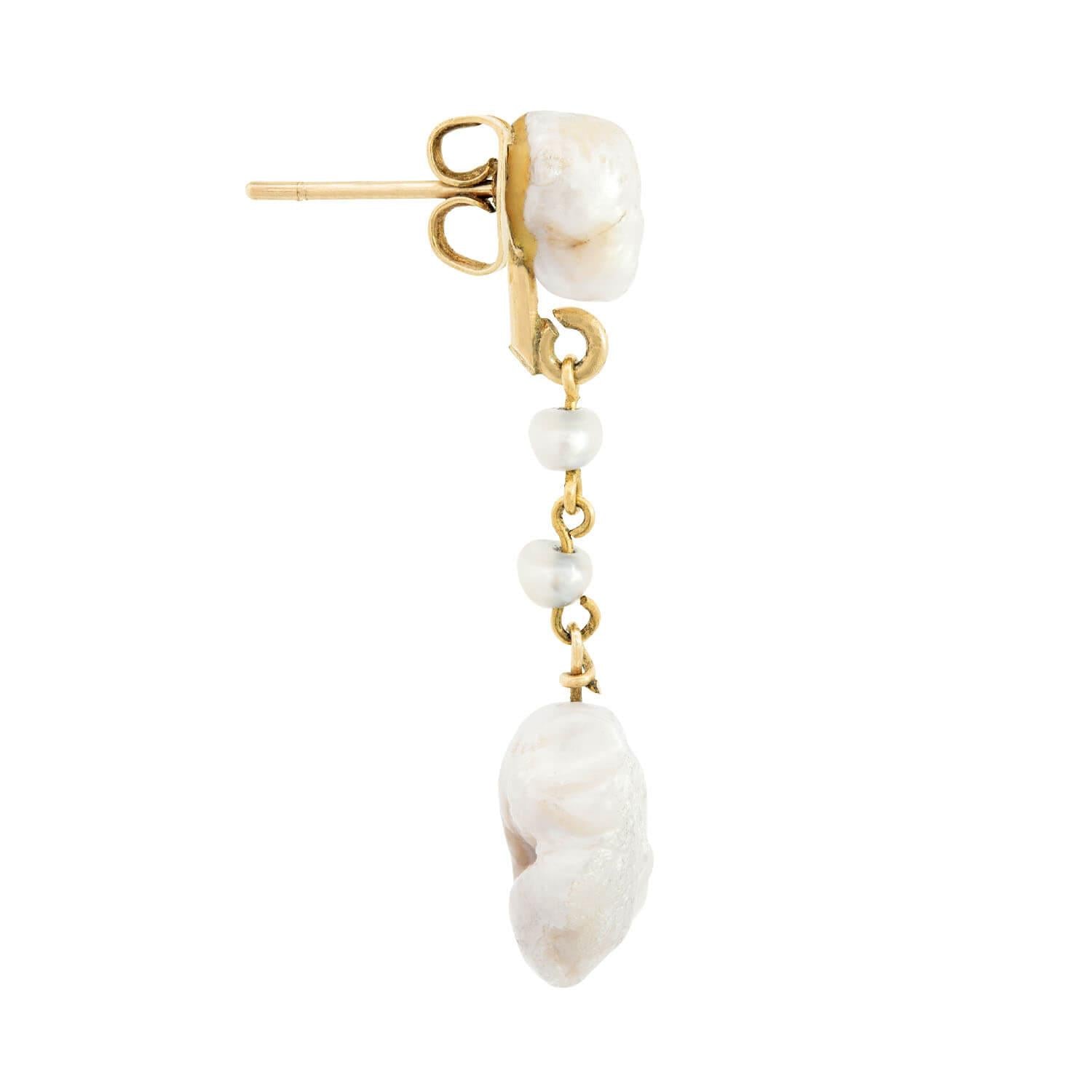 14K Gold Victorian Pearl Drop Earrings for Women - Elegant Dangle Jewelry for Weddings, Parties & Special Occasions