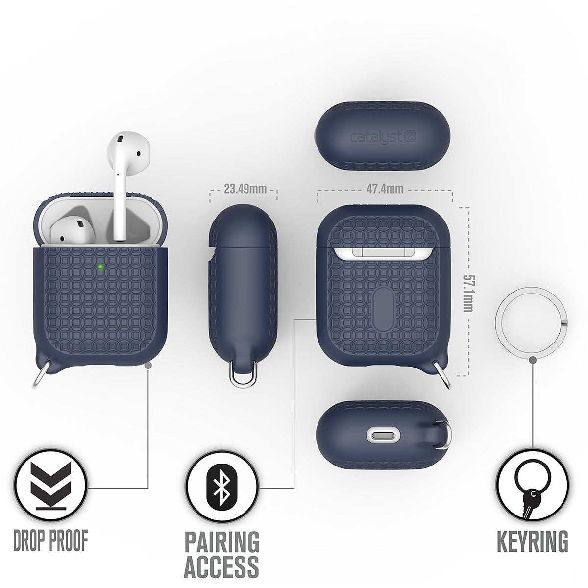 Premium AirPods 1 & 2 Protective Case with Keychain - Durable Cover for Apple AirPods 1st & 2nd Generation - Perfect for Travel, Gym & Everyday Use