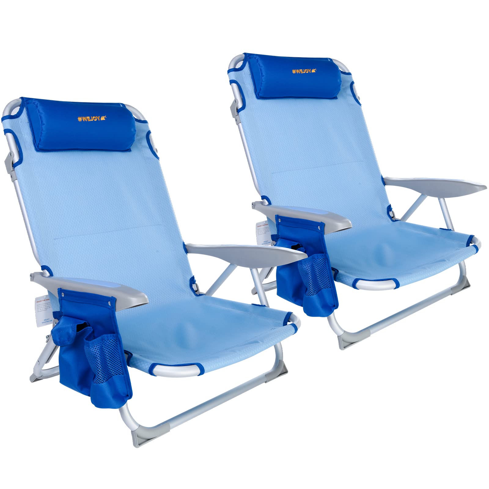 WEJOY Portable Folding Beach Chair - Lightweight Camping & Lawn Chair for Outdoor Concerts, Picnics, Backyard Relaxation - Recliner Backpack Design with Shoulder Strap Supports 300 lbs - Perfect for Beach, Camping, Travel & Backyard Lounging
