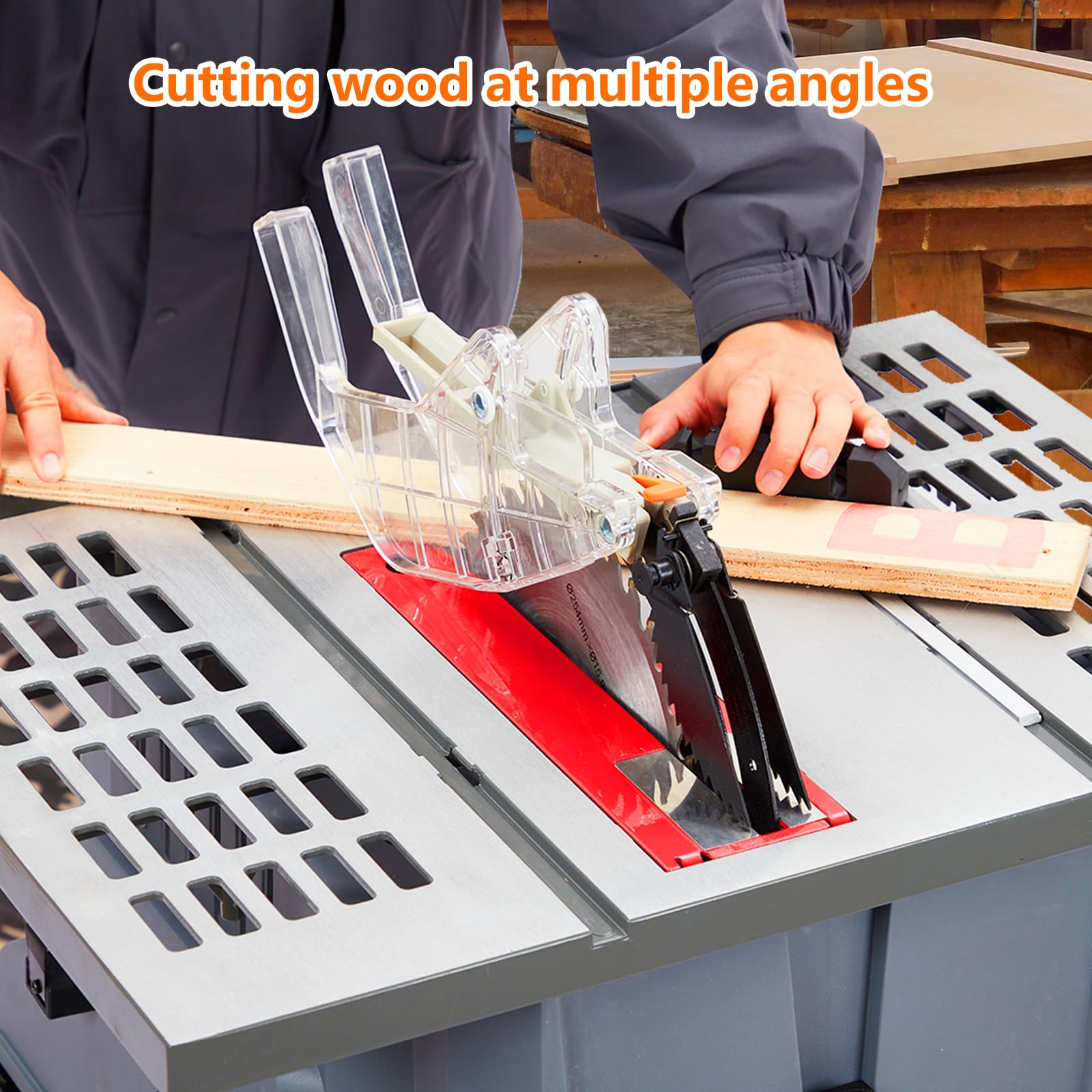 10-Inch Portable Table Saw 1800W 5000RPM with Stand - Safety Switch & Push Stick Included - 90° Cross Cut & 0-45° Bevel Cutting - Powerful Woodworking Tool for DIY Projects, Home Improvement, and Professional Carpentry