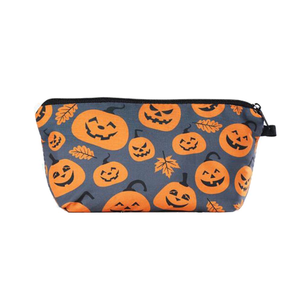 Beaupretty Halloween Cosmetic Bag - Pumpkin Print Makeup Pouch & Toiletry Travel Organizer for Women | Perfect for Trick-or-Treating, Costume Parties & Holiday Travel Accessories