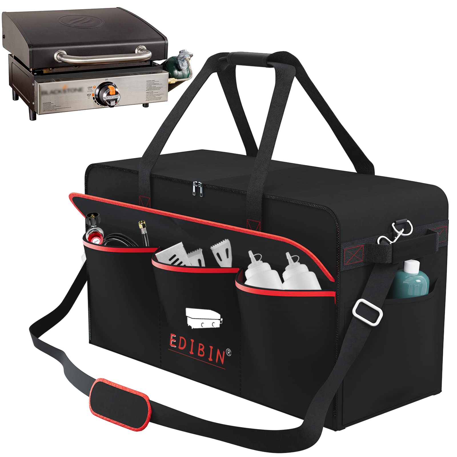 **Blackstone 17-Inch Griddle Carry Bag - Heavy Duty 600D Polyester, Fits 1814 Tabletop Griddle with Hood Lid - Perfect for Camping, Tailgating & Outdoor Cooking**