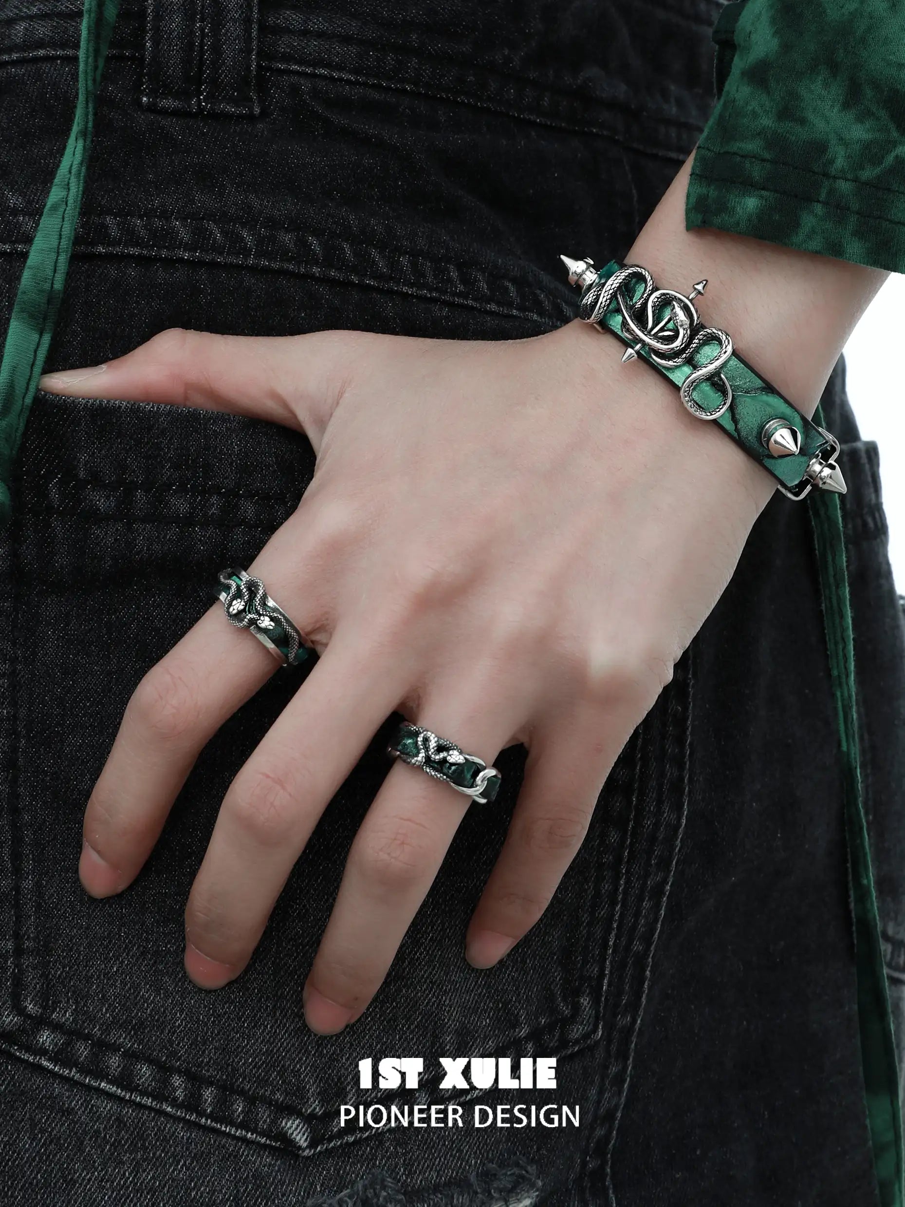 S925 Sterling Silver Snake Bite Open End Couple's Rings for Men & Women - Gothic Punk Jewelry for Couples, Weddings, and Alternative Fashion Lovers