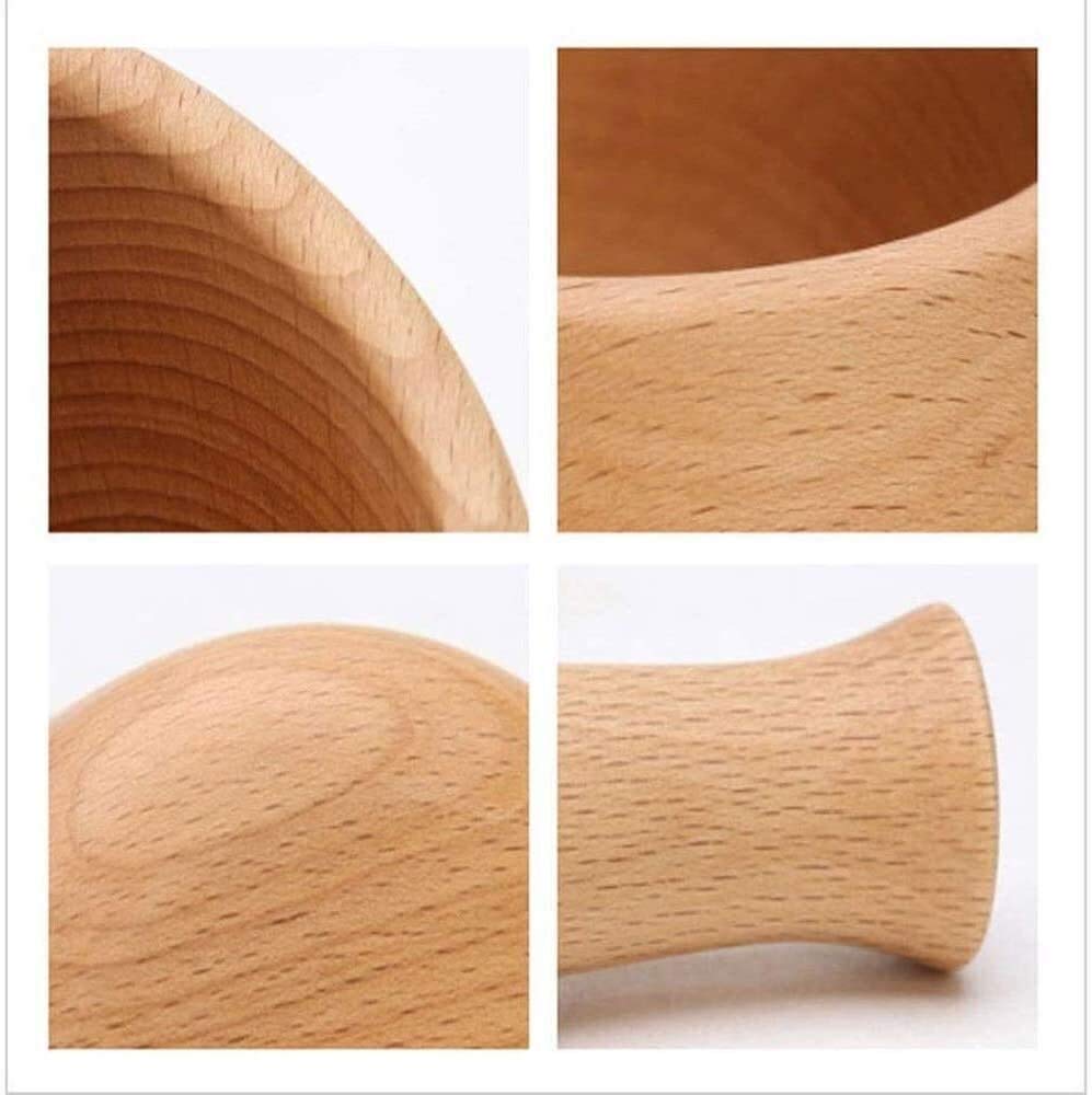 Natural Wooden Mortar and Pestle Set - Stone Spice Grinder for Crushing, Pressing & Mashing Herbs, Garlic, Pepper & Fruits | Perfect for Kitchen, Cooking & DIY Spice Blends