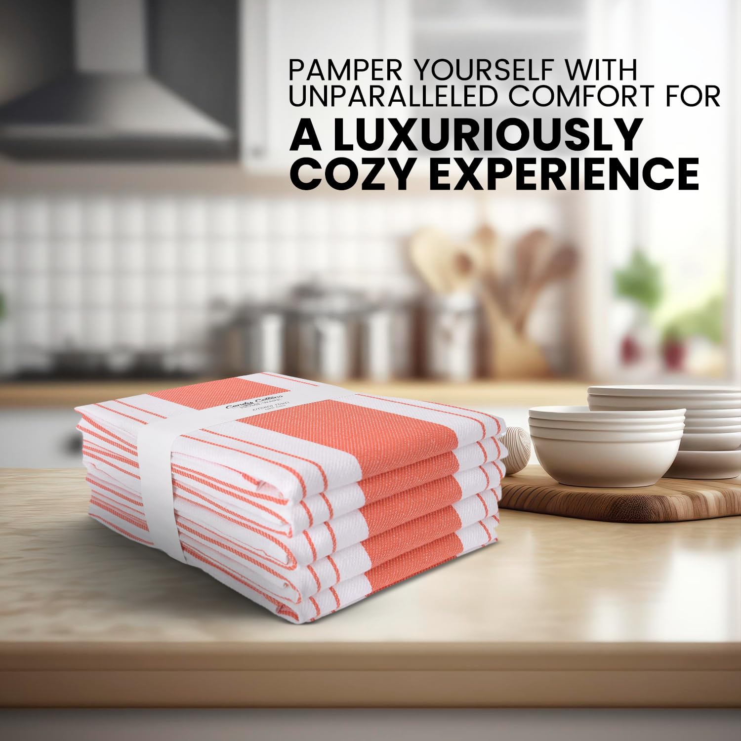Boho Stripe Kitchen Towels Set of 6 - Modern Design Absorbent Reusable Dish Towels (18x28 Inch) for Easter, Spring Decor & Pantry Use - Perfect for Drying Dishes, Holiday Gifting & Farmhouse Kitchen Decor