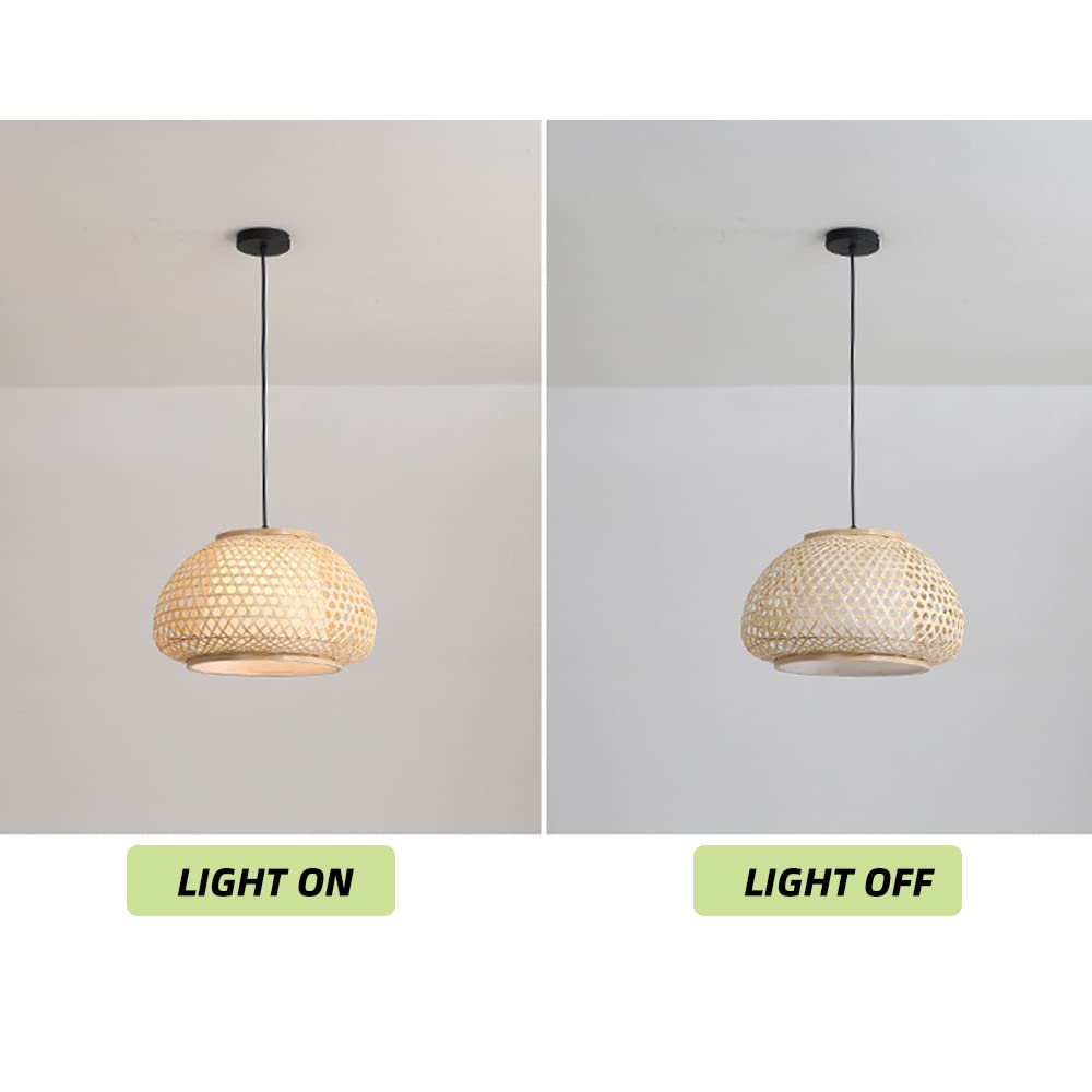 KWOKING Handmade Retro Bamboo Dome Flush Mount Ceiling Light - 19.5