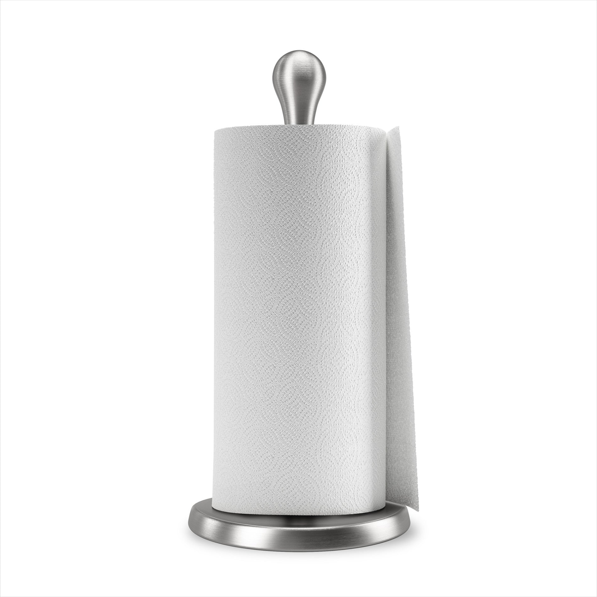 Stainless Steel Tug Paper Towel Holder - Wall Mount or Countertop - Perfect for Kitchen, Bathroom, and Office Use