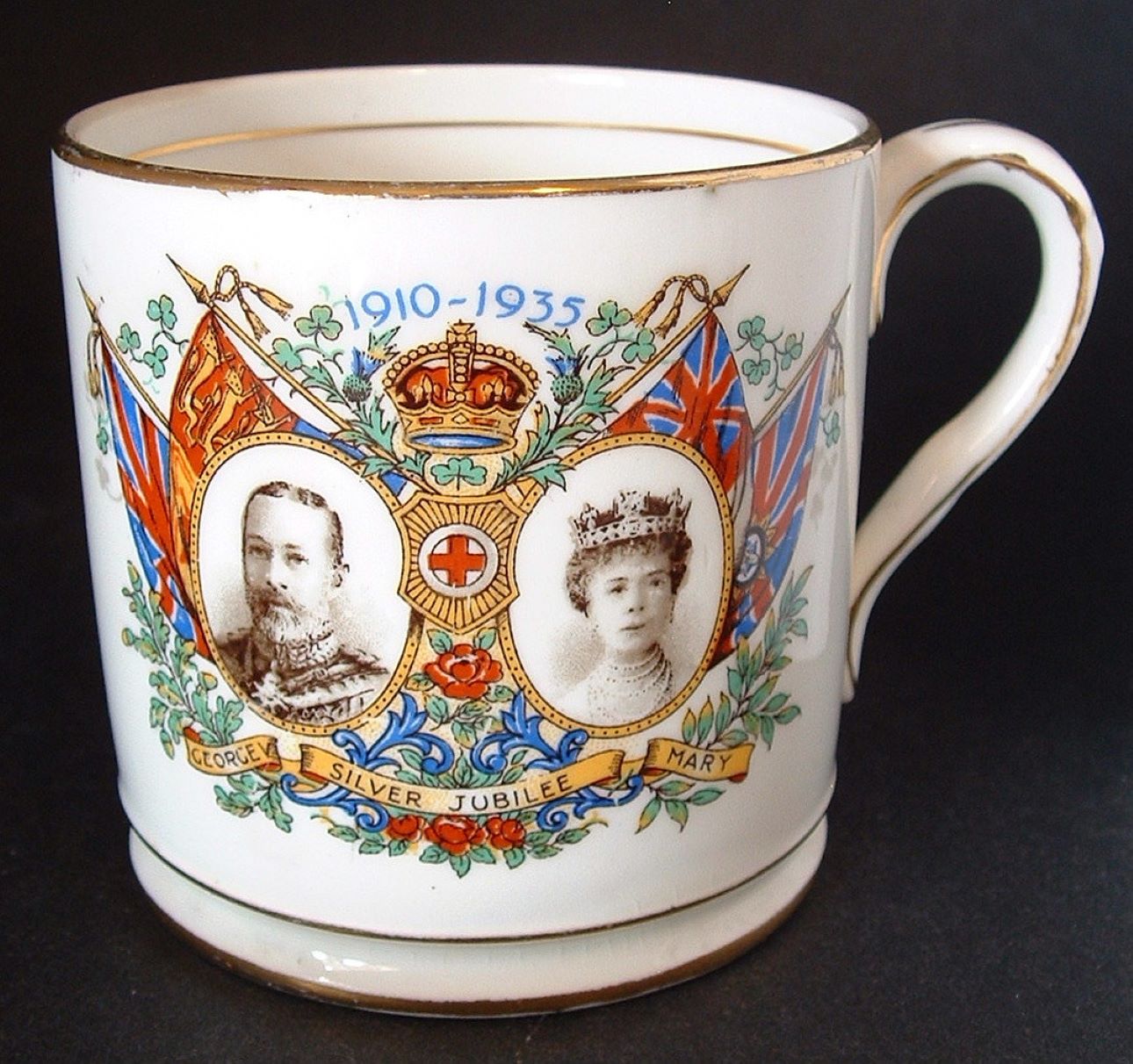 King George V & Queen Mary England Silver Jubilee 1935 Royal Commemorative Mug - Vintage British Royalty Collectible for Tea & Coffee Lovers