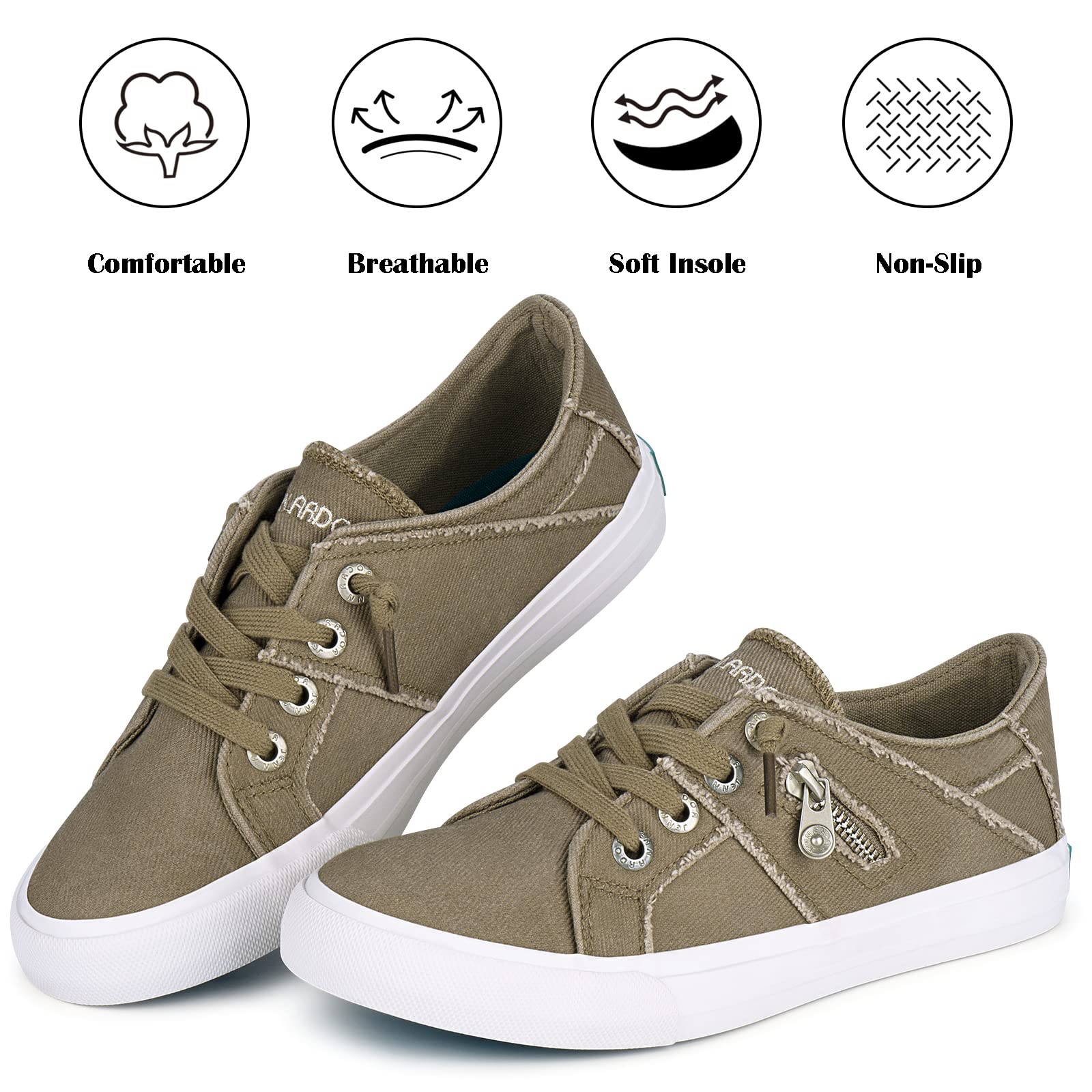 JENN ARDOR Women's Low Top Slip-On Sneakers - Breathable Canvas Walking & Running Shoes with Lace-Up Design | Perfect for Casual Wear, Gym Workouts & Daily Activities
