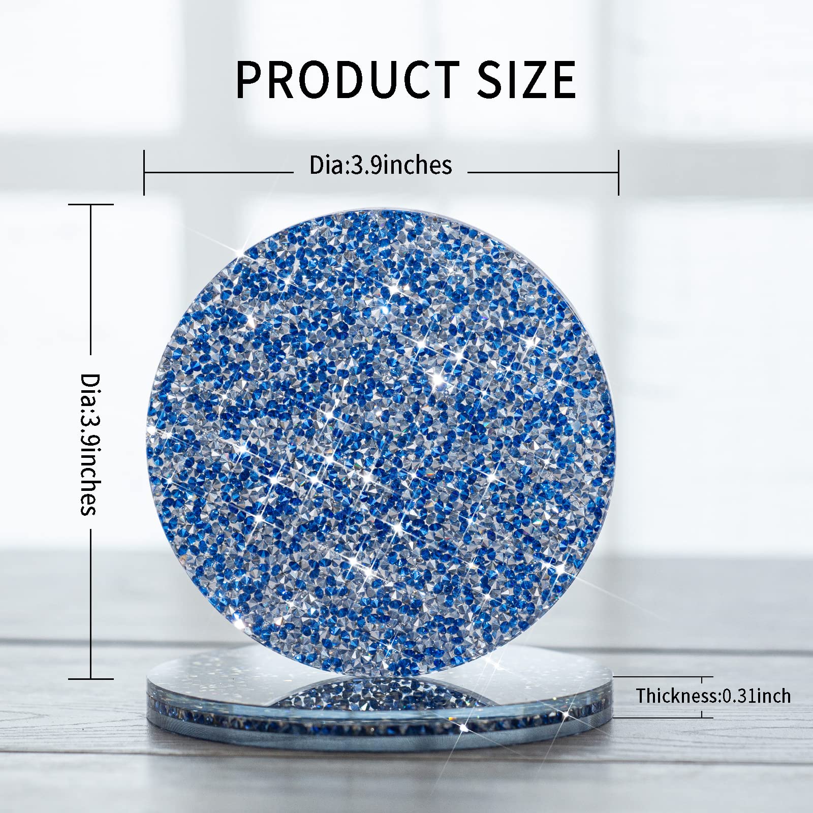 Sparkling Rhinestone Crystal Coasters Set - Elegant Grey Coffee Table Mats for Home Decor & Protection - Perfect for Parties, Weddings, and Living Room Decorations