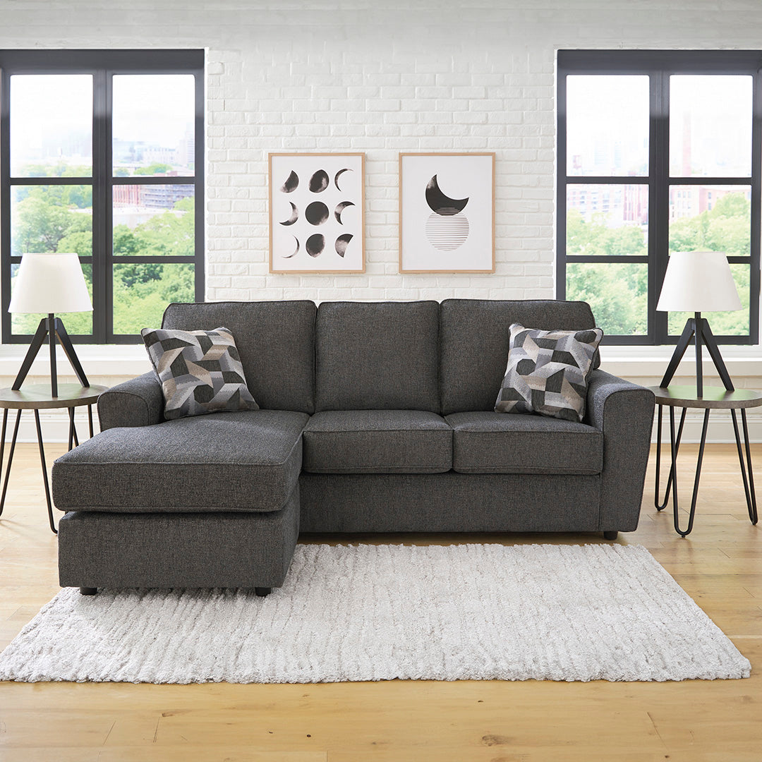Cascilla Sofa Chaise Lounge - Modern Slate Gray Sectional Couch for Living Room, Family Room & Apartment Decor