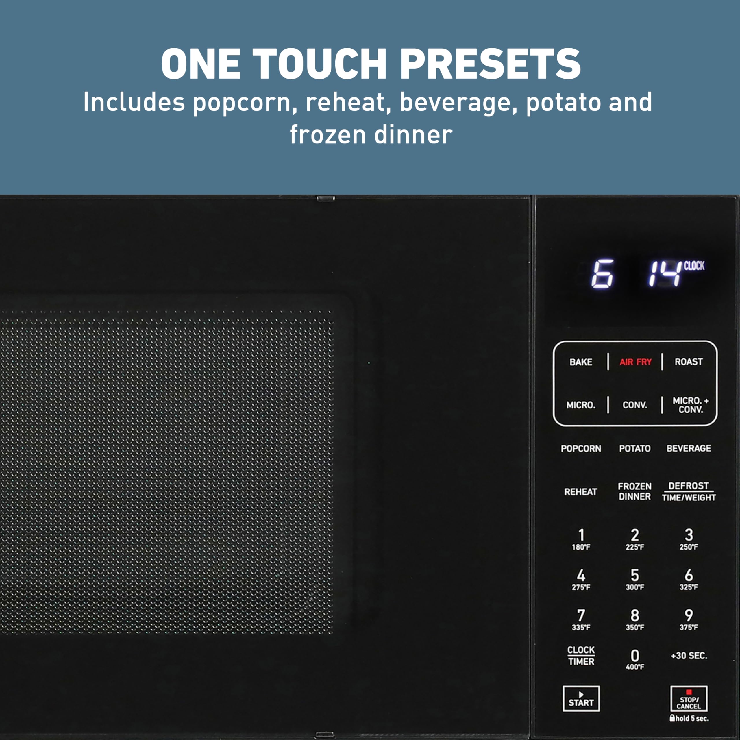 West Bend 3-in-1 Microwave Air Fryer Convection Oven - 1000W with 10 Power Levels, 12 Presets, Speed Defrost & Glass Turntable - 1.3 Cu. Ft Stainless Steel - Perfect for Small Kitchens, Dorms & Quick Healthy Meals