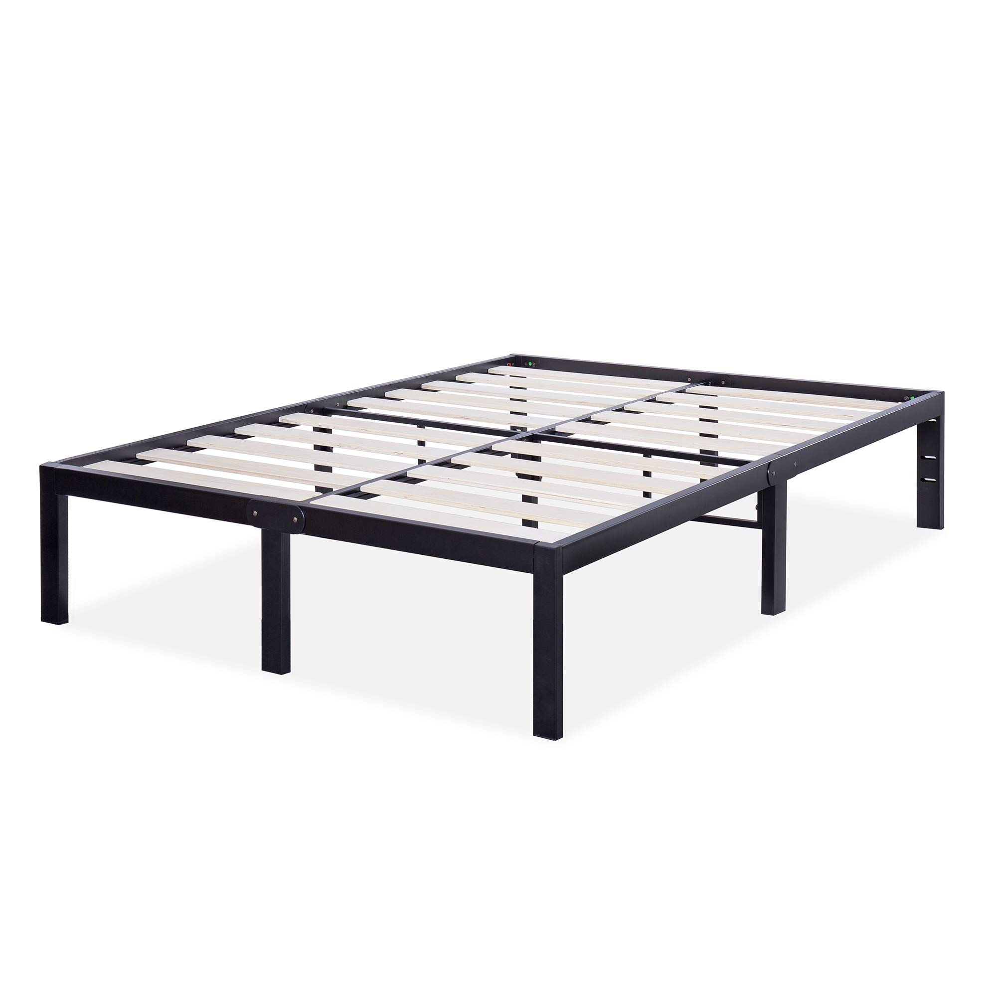 Sleeplace 14 Inch ST-3000 Ultra 3 Inch Wood Slat Full Size Bed Frame in Black - Sturdy Platform Bed for Master Bedroom, Guest Room & Dorm