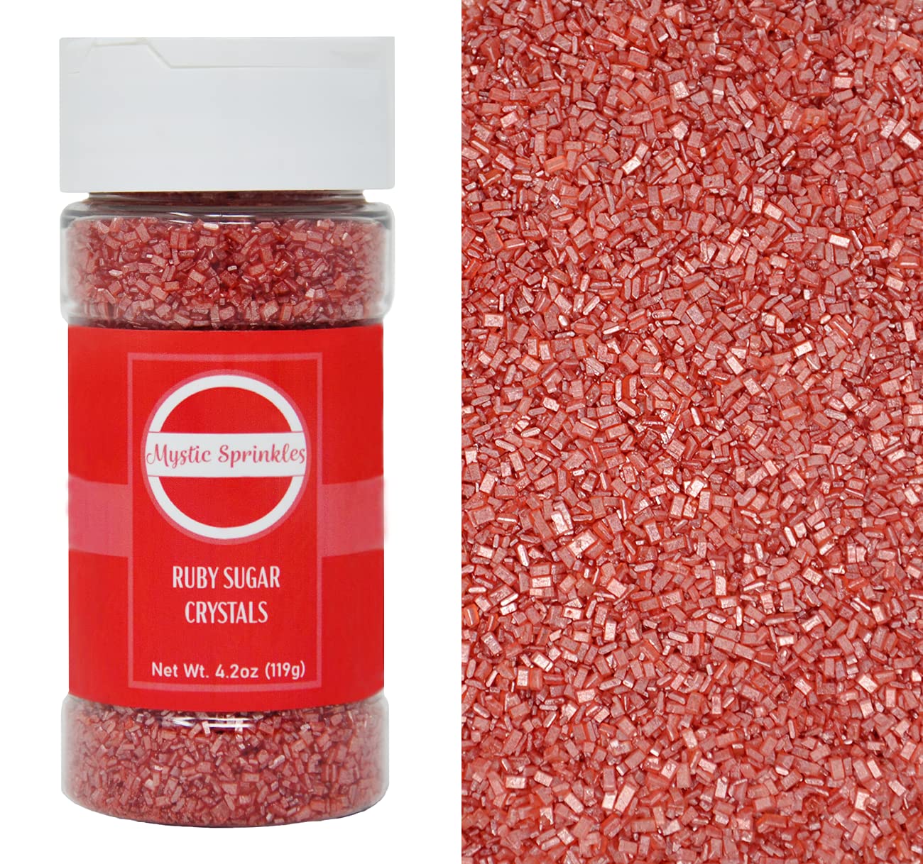 Ruby Red Mystic Sprinkles Sugar Crystals 4.2oz - for Baking & Decorating