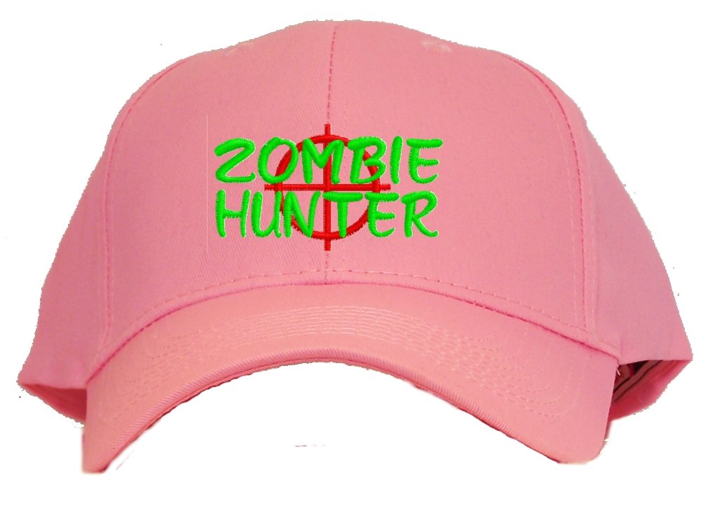 Zombie Hunter Embroidered Baseball Cap for Men & Women - Stylish Pink Adjustable Dad Hat - Perfect for Halloween Costumes, Cosplay, and Outdoor Adventures