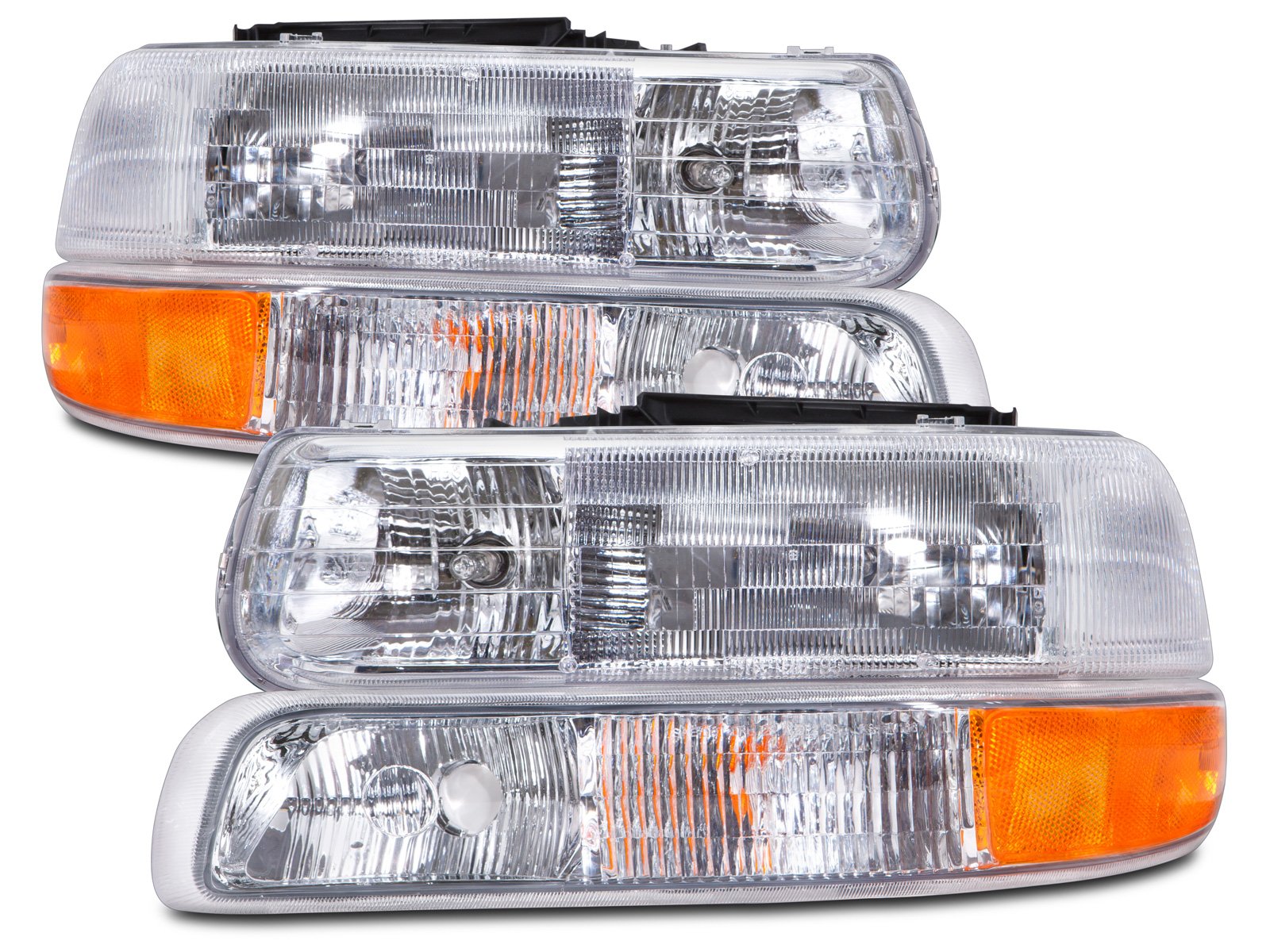 HEADLIGHTSDEPOT Replacement Headlights for Chevrolet Silverado 1500/HD/2500/3500 & Suburban/Tahoe - Halogen Headlamp Assembly Kit (4-Piece Set) w/Parking Lights - Left Driver & Right Passenger Side - Perfect for Night Driving & Off-Road Adventures