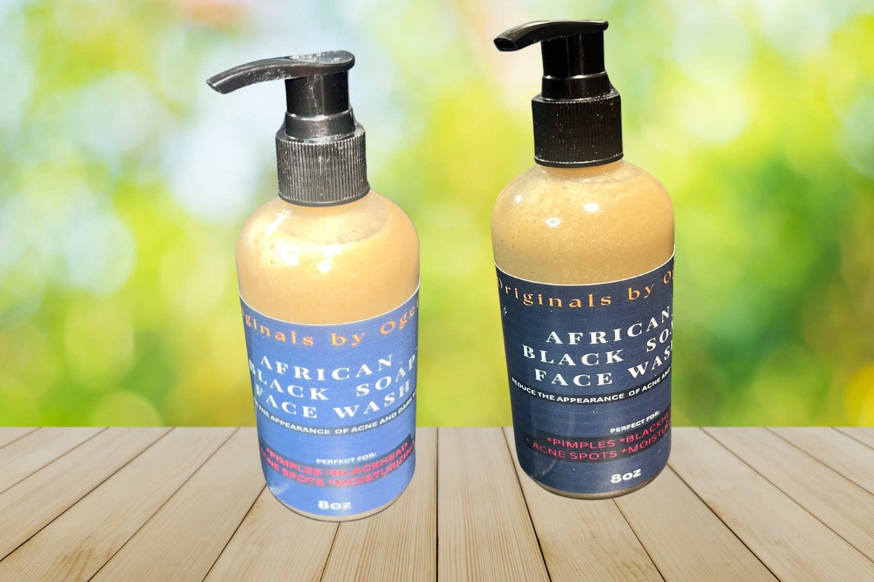 Organic African Black Soap Face Wash with Shea Butter - 8 oz Natural Facial Cleanser for Acne, Oily & Sensitive Skin - Daily Skincare & Makeup Remover for Clear Complexion
