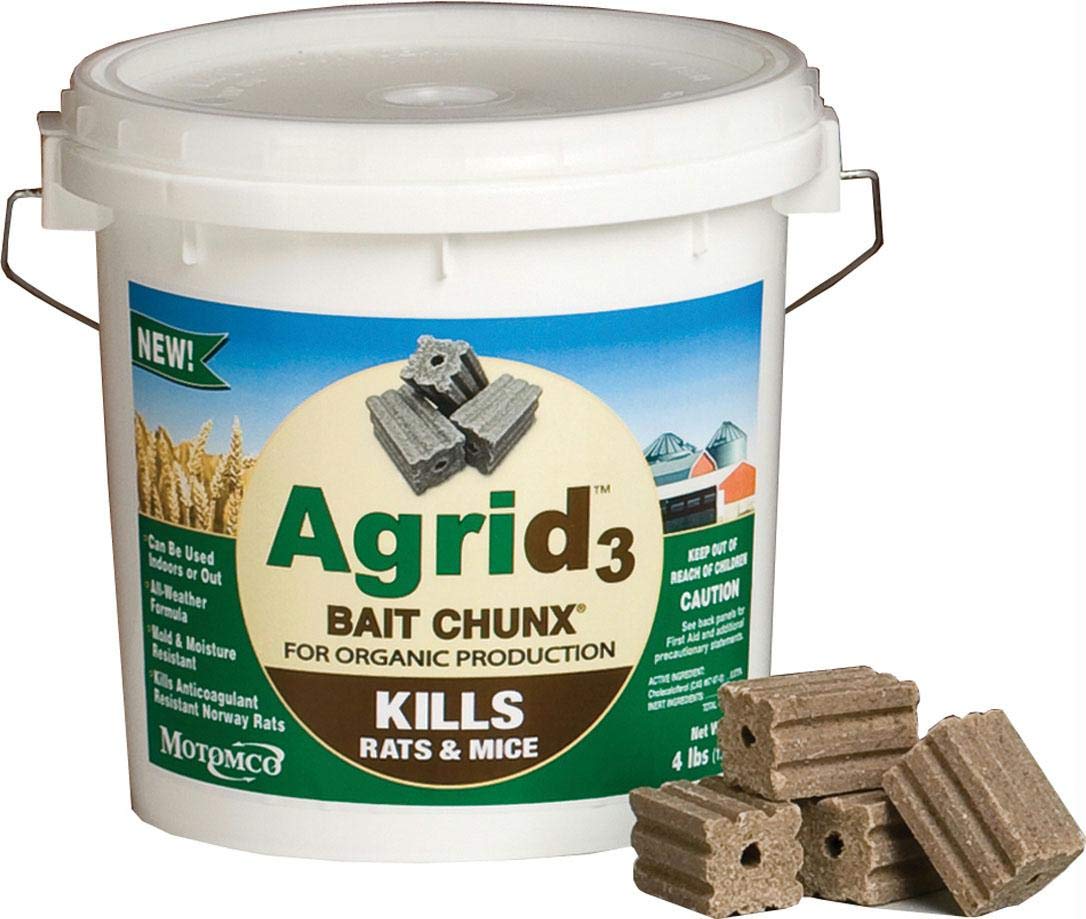 Agrid 3 Bait Chunx - 4 Pound Bulk Container for Rodent Control - Ideal for Home, Garage, and Outdoor Pest Prevention
