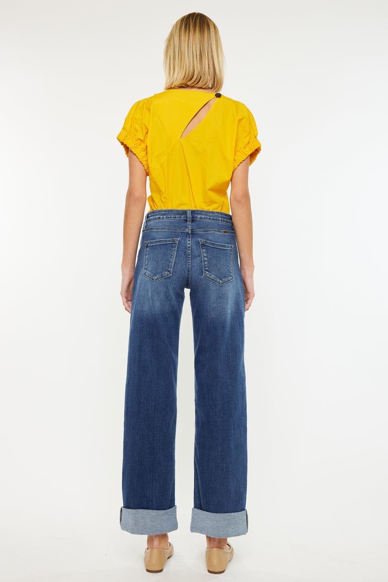 Ivanna Essentials High Rise Wide Leg Jeans for Women - Stretchy Comfort Denim Pants with Flared Fit - Perfect for Casual Outfits, Workwear & Street Style Fashion