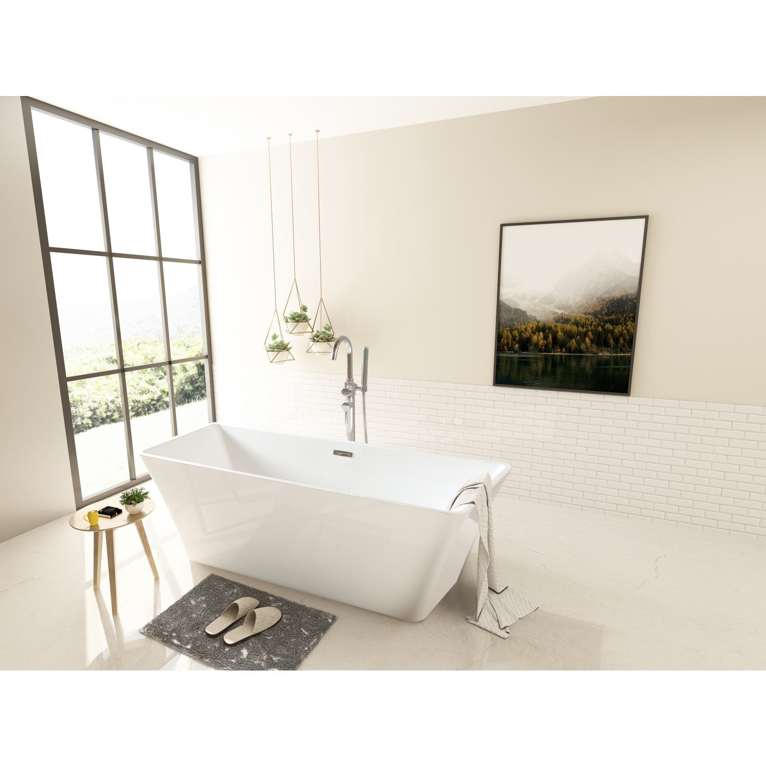 Aqua Eden 67-Inch Acrylic Freestanding Bathtub - Rectangular Double-Ended Soaking Tub with Drain, Glossy White Finish | Perfect for Master Bathroom, Spa Retreat & Luxury Home Relaxation