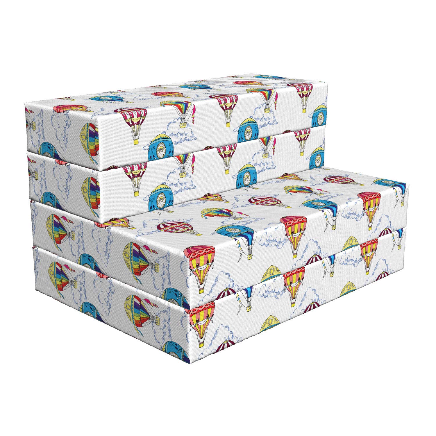 Ambesonne Vintage Foldable Mattress - Clouds & Hot Air Balloons Design, 74.8
