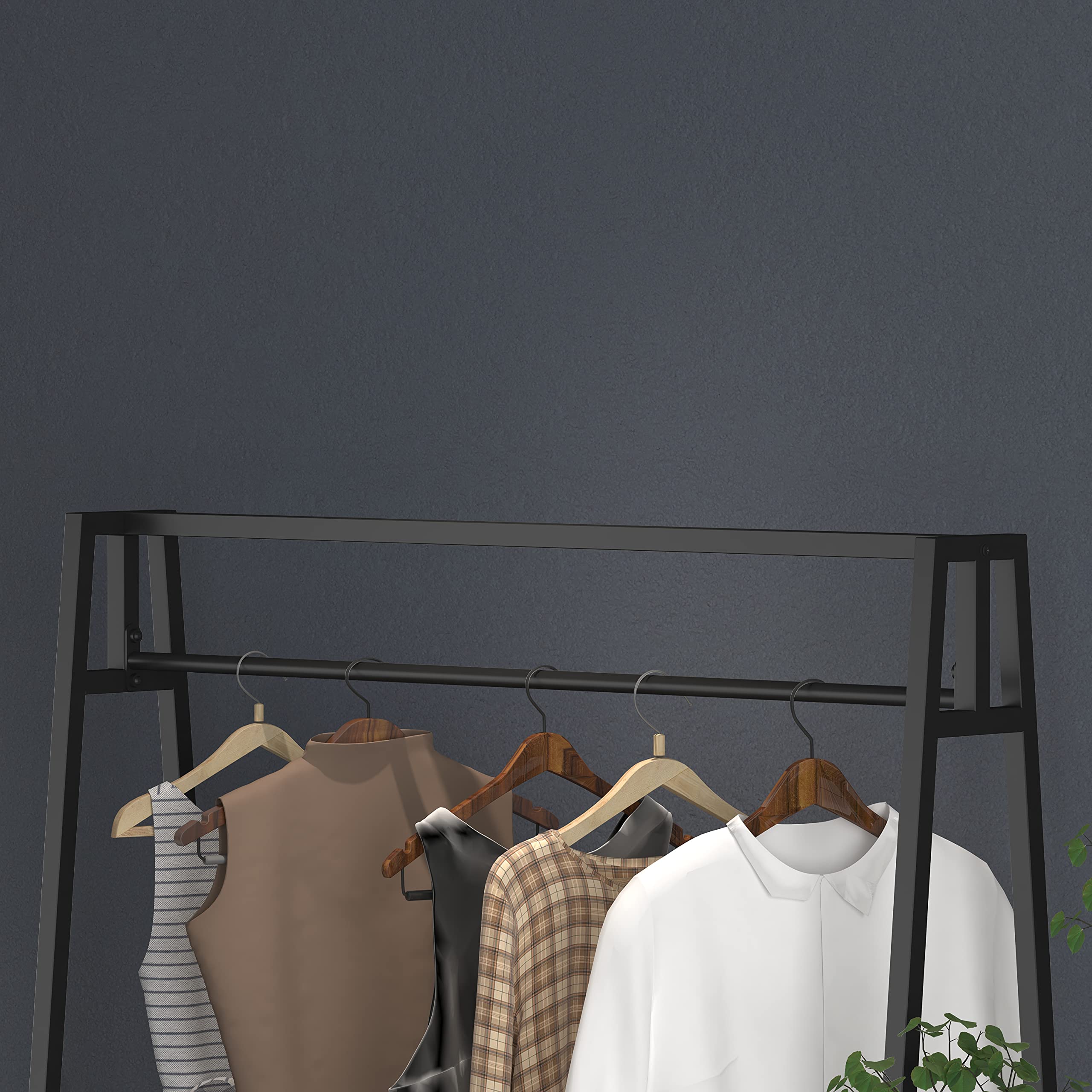 Black Metal Clothing Rack - Heavy Duty Garment Display Rack for Home & Store (47 Inch) | Modern Wardrobe Organizer for Bedroom, Closet & Retail Shop