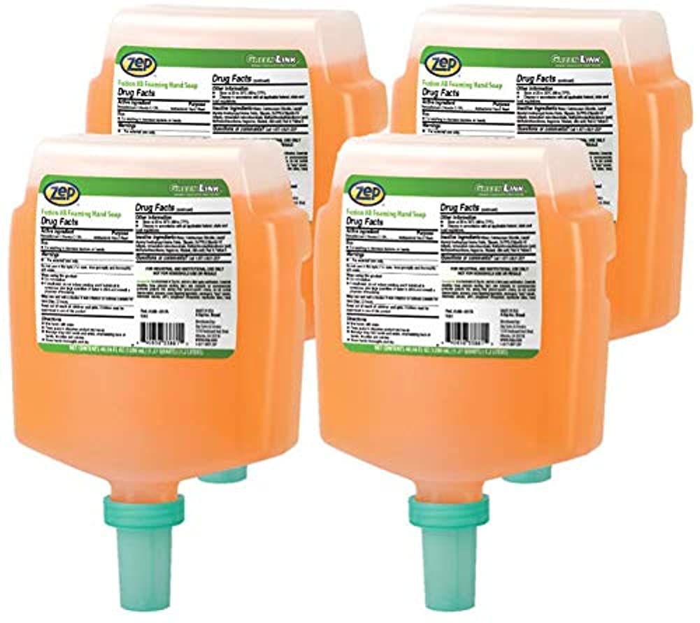 Zep Fuzion Antibacterial Foaming Hand Soap Refill, 4-Pack (338816) | General Purpose Hand Cleaner for Kitchen, Bathroom & Office | Dispenser Sold Separately