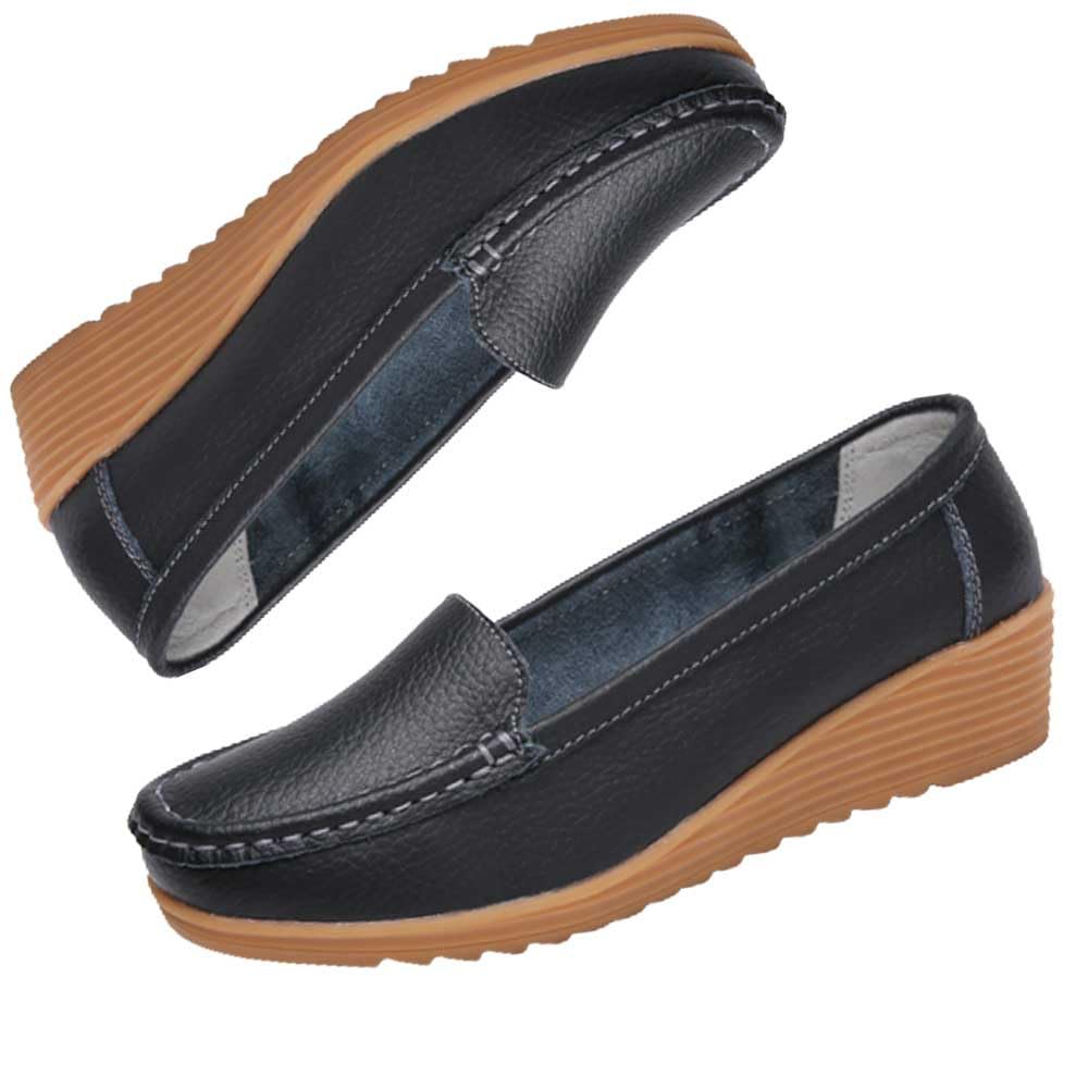 Comfortable Women's Nursing Shoes - Slip On Leather Loafers for Nurses & Restaurant Workers | Lightweight Walking Shoes for Healthcare Professionals & Service Industry