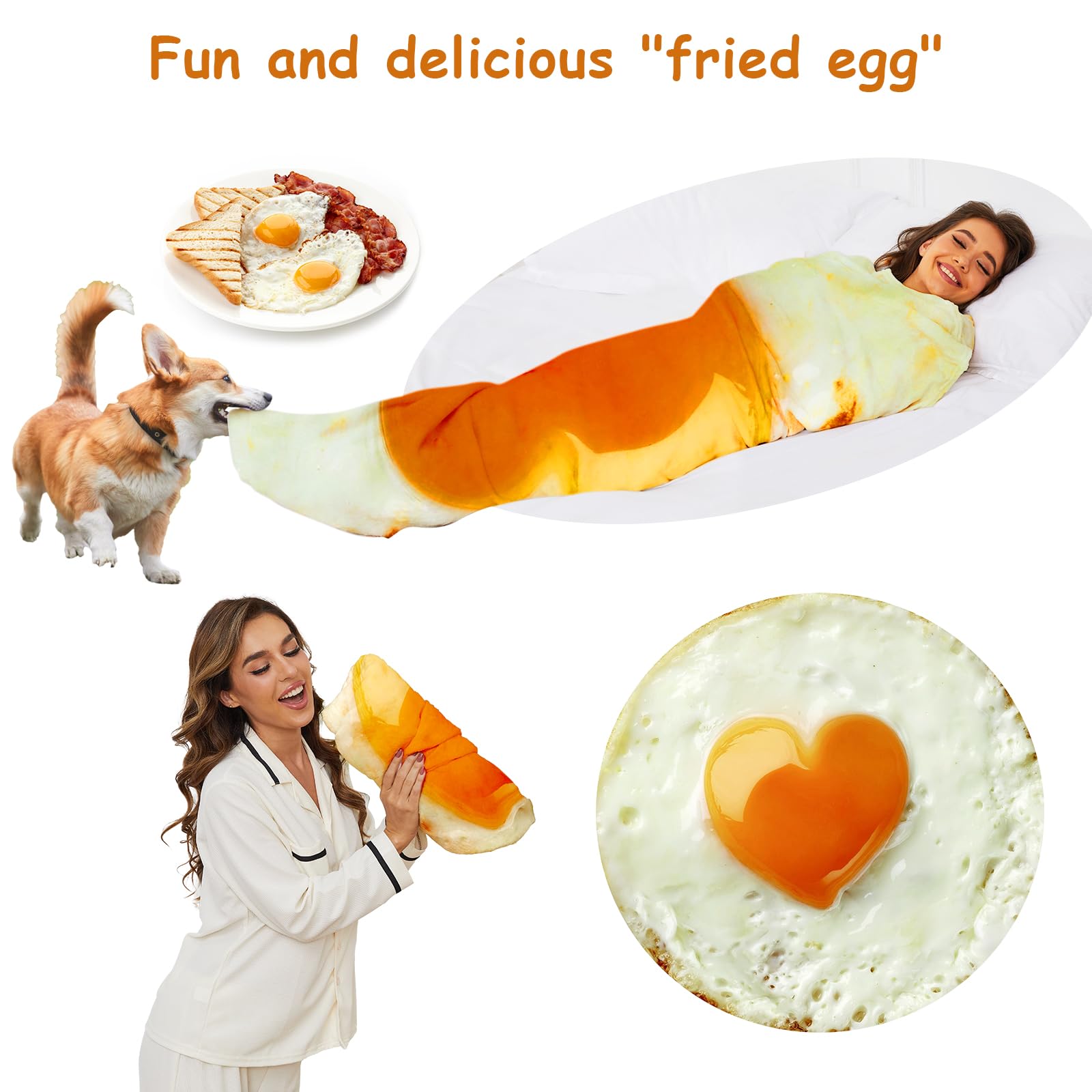 Burritos Wrap Novelty Blanket - Realistic Egg Plush Throw Blanket | Ultra Soft Round Blanket for Bed, Couch, Travel & Picnics | Fun Gift for Taco Lovers & Foodies