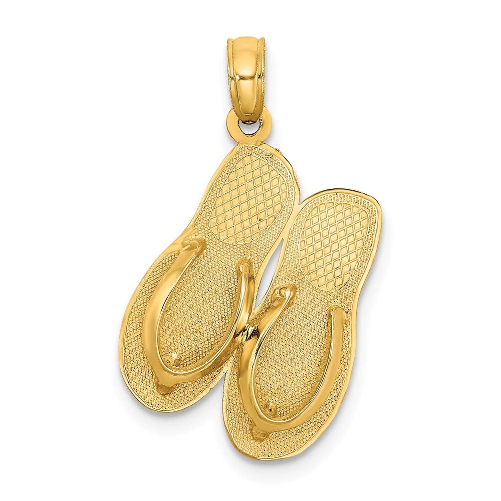 14K Yellow Gold Large Myrtle Beach Flip-Flop Pendant Necklace - Perfect for Beach Vacations, Summer Outfits & Coastal Jewelry Lovers