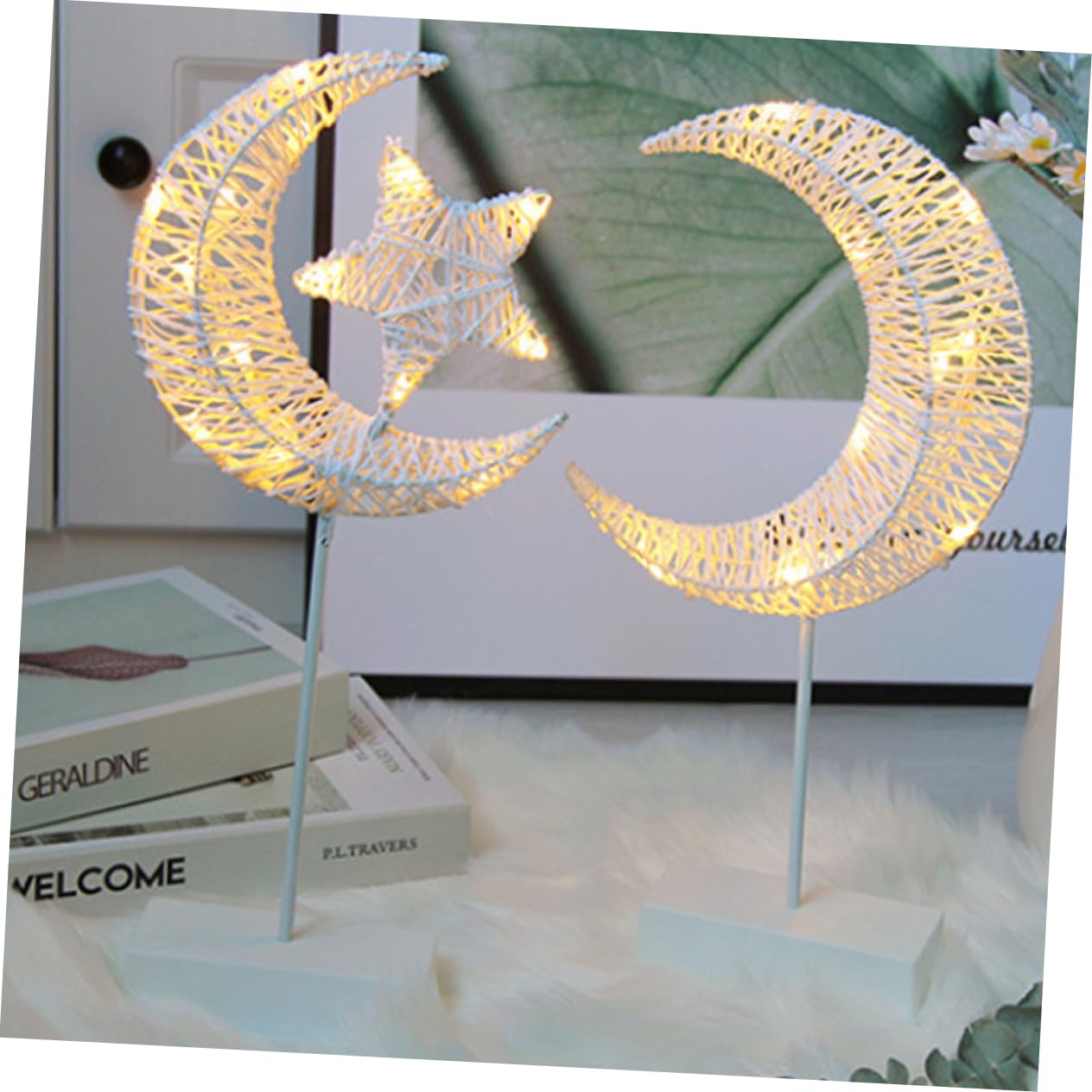Abaodam 1pc LED Small Table Lamp - Star Night Light with Rattan Texture, Battery-Free Decorative Bedside Lamp for Bedroom, Romantic Ambiance Lighting | Perfect for Bedrooms, Nurseries, Living Rooms & Cozy Spaces
