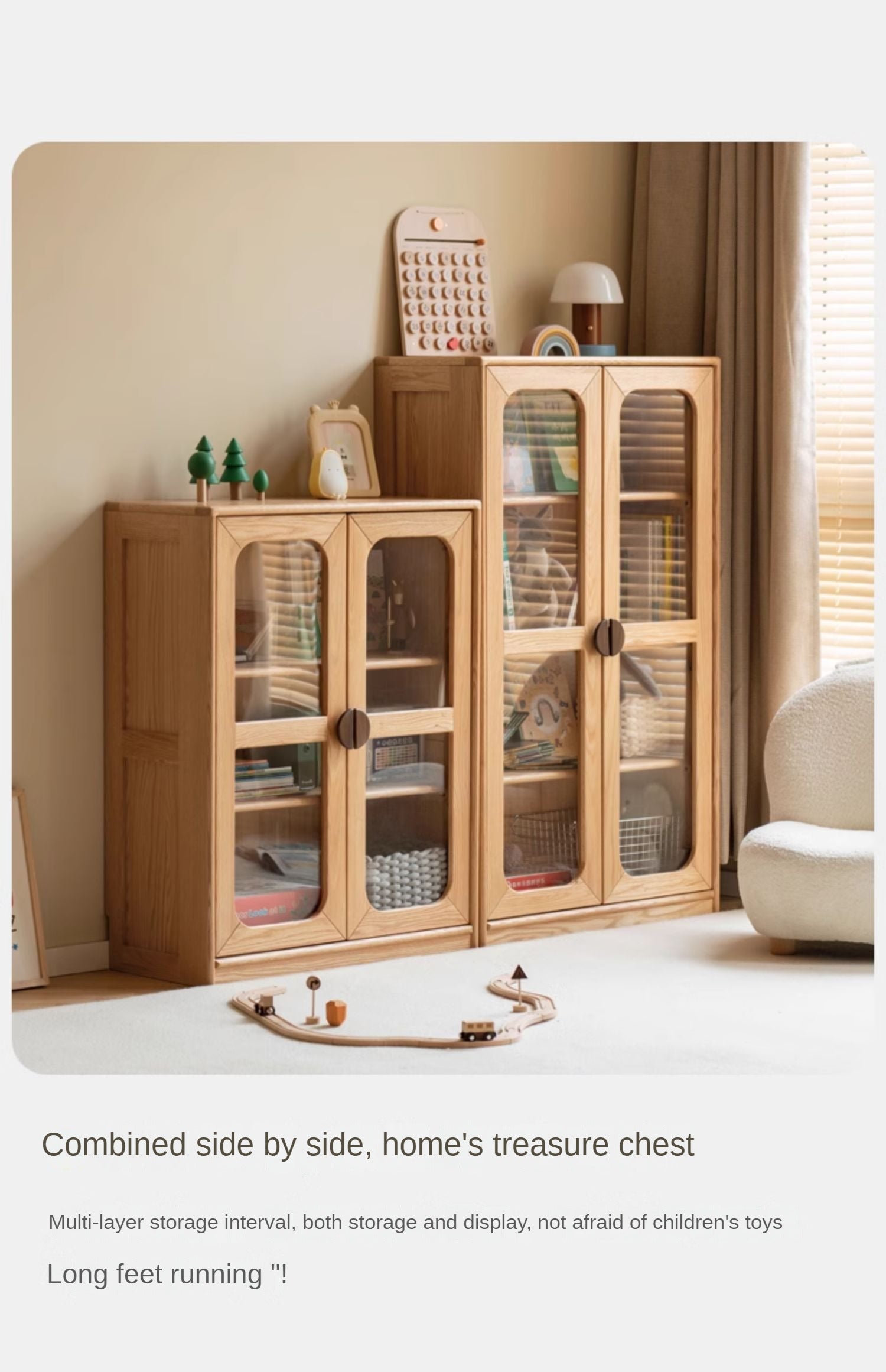 Solid Oak Wood Kids Bookcase & Bookshelf - Durable Children's Book Storage for Bedroom, Playroom, and Classroom Organization