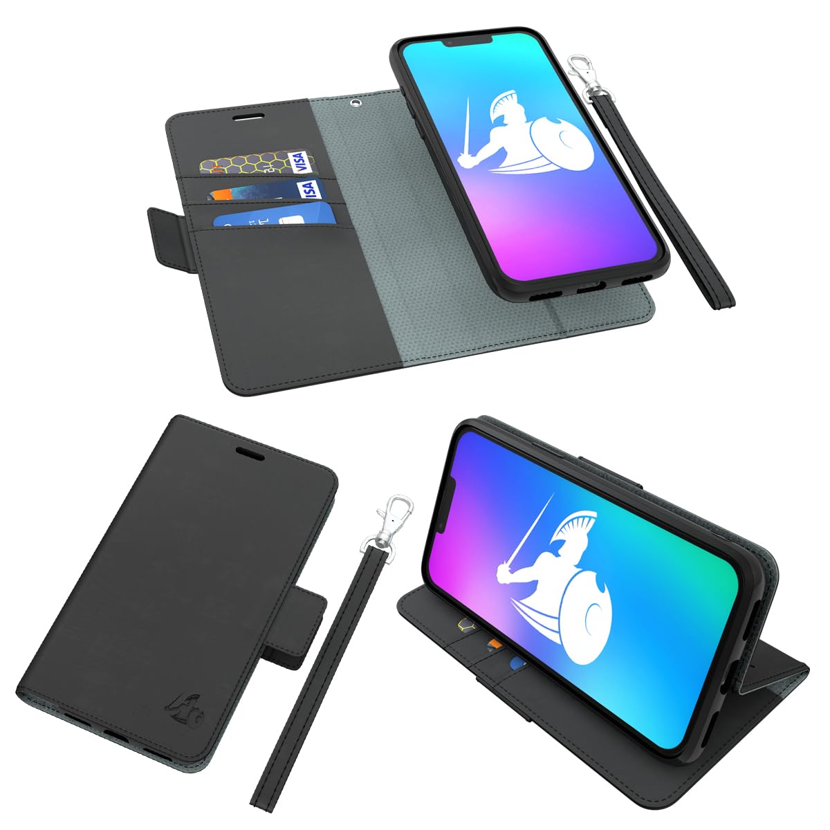 DefenderShield EMF Protection iPhone 13 Mini Case - Anti Radiation 5G Shield, RFID Blocking Detachable Wallet Phone Cover (Black) for Work, Travel & Daily Commute