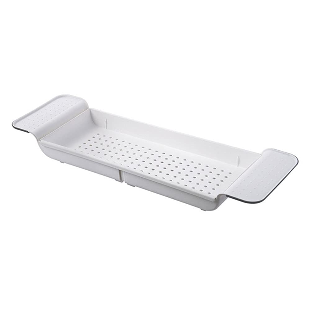 YFQHDD Retractable Bathtub Storage Rack - Multi-Function Bath Tray Shelf with Towel Holder, White - Perfect for Bathroom Organization & Relaxing Spa Experience