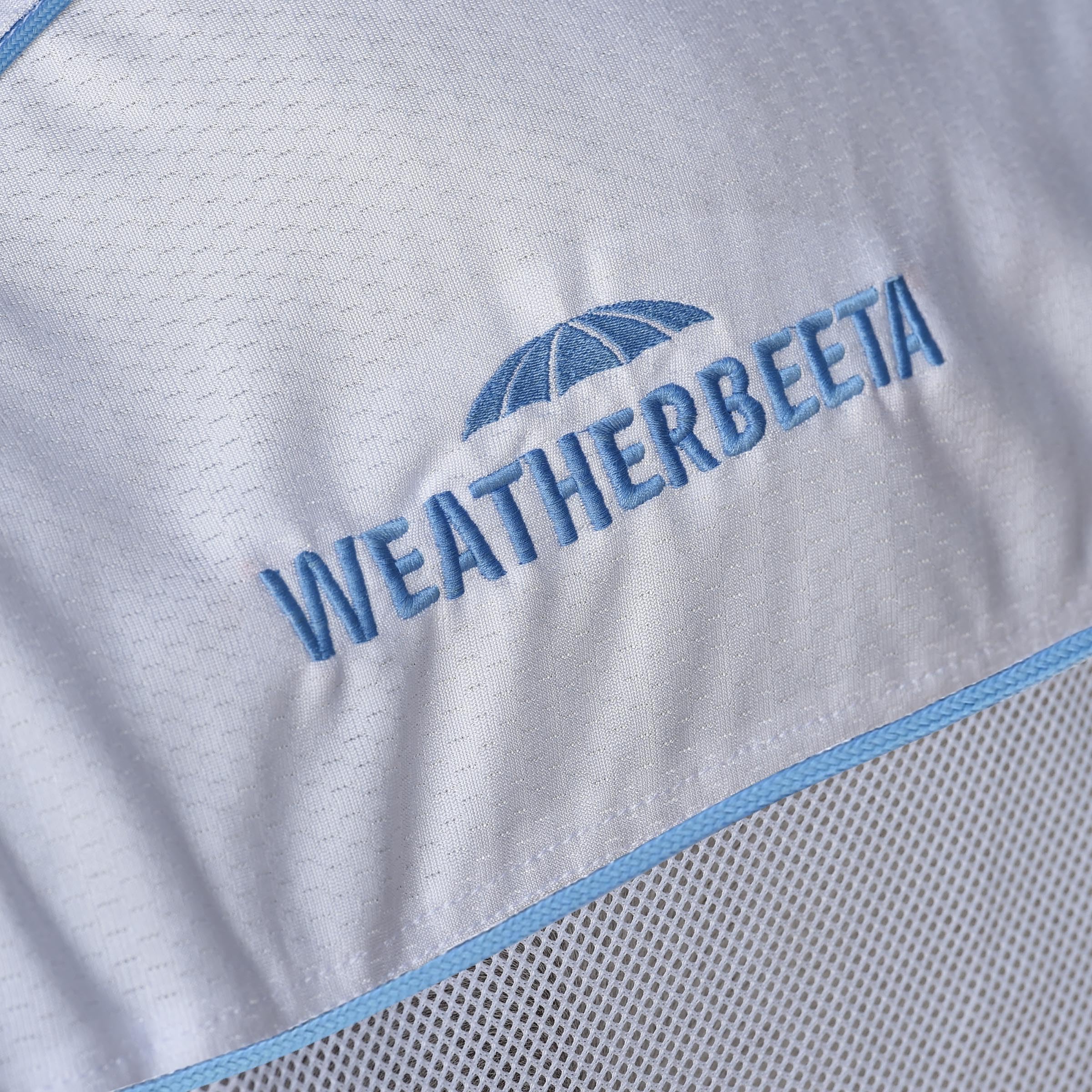 WeatherBeeta Air-Tec Cooler Standard Neck Horse Blanket - Breathable Summer Sheet, White & Blue, 72 Inch - Ideal for Hot Weather Riding and Turnout